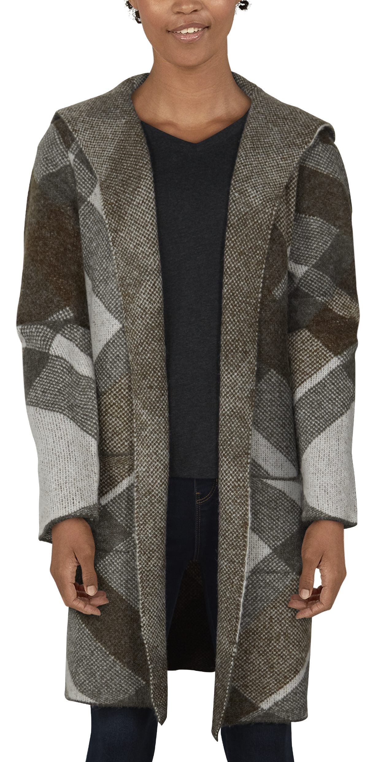 Natural Reflections Long-Sleeve Sweater Coatigan for Ladies - Autumn Plaid - M product image