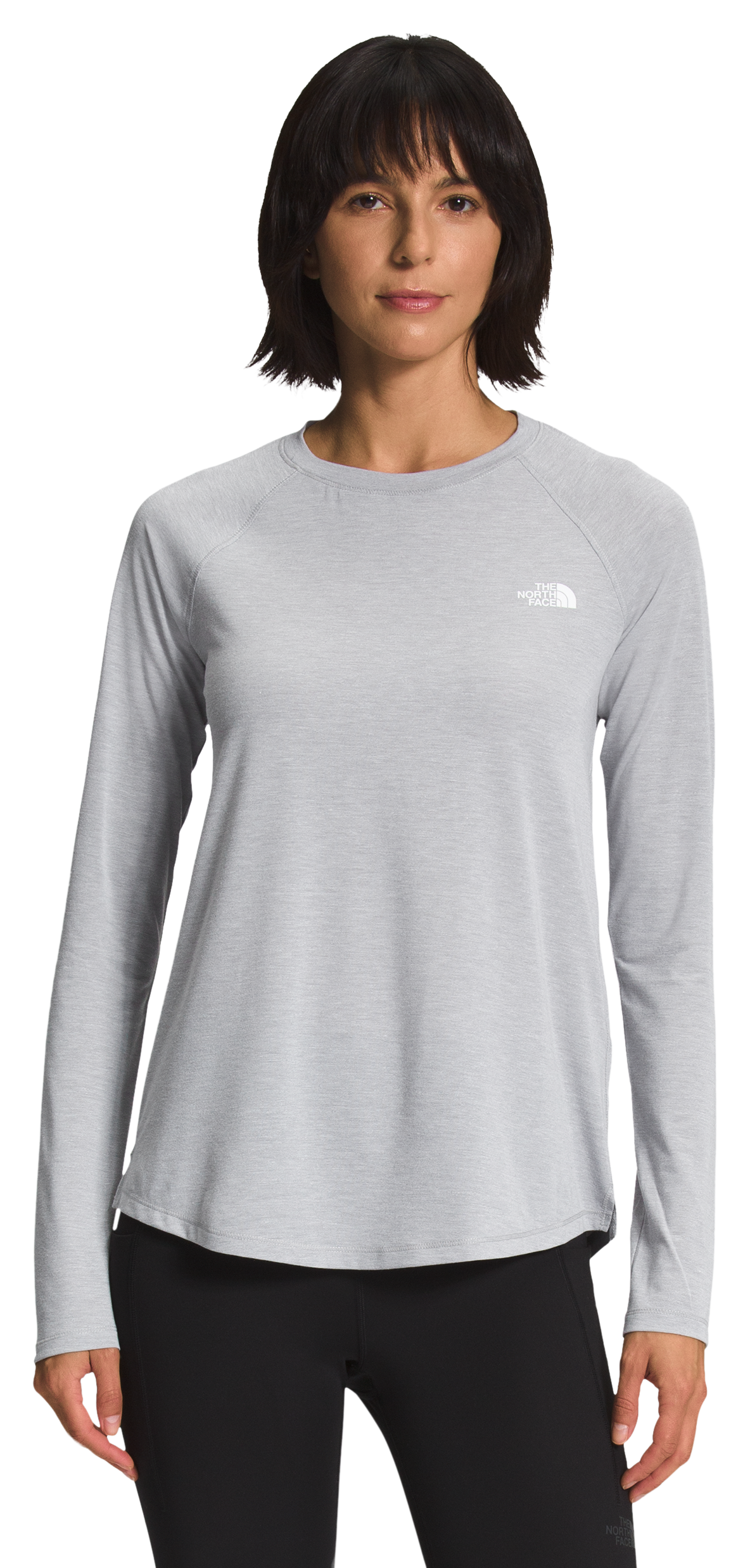 Image of The North Face Wander Hi-Low Long-Sleeve Shirt for Ladies - Light Grey Heather - M