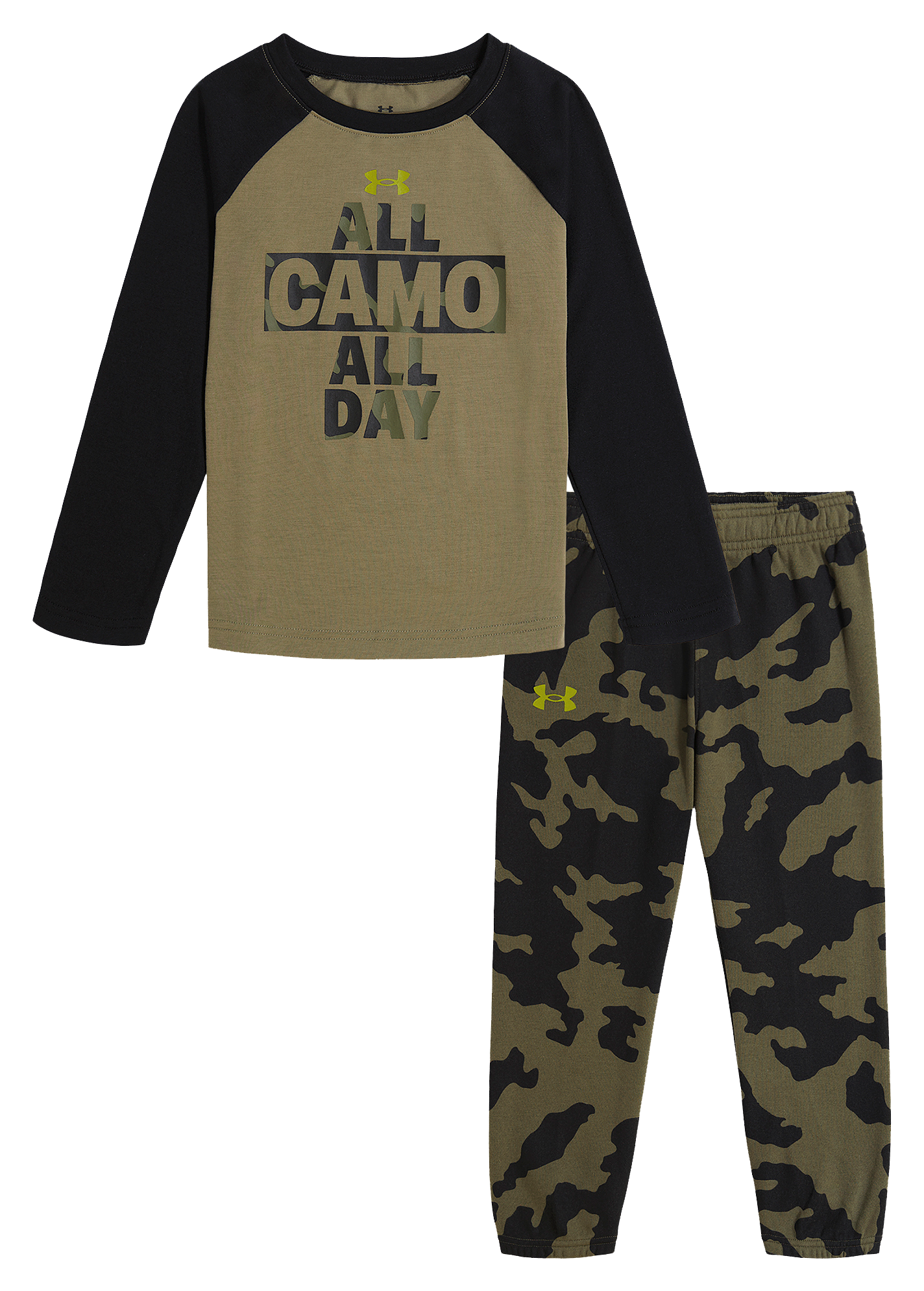 UNDER ARMOUR All Camo All Day Raglan Long-Sleeve T-Shirt and Fleece Pants Set for Kids