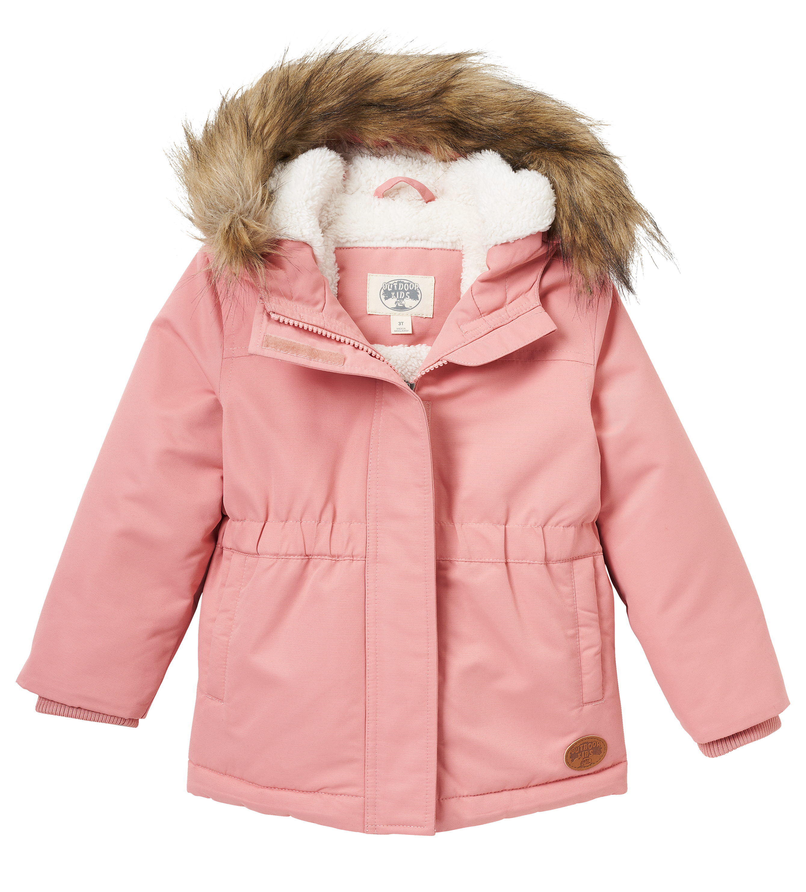 Image of Outdoor Kids Faux-Fur Trim Hooded Parka for Toddlers - Rosette - 4T