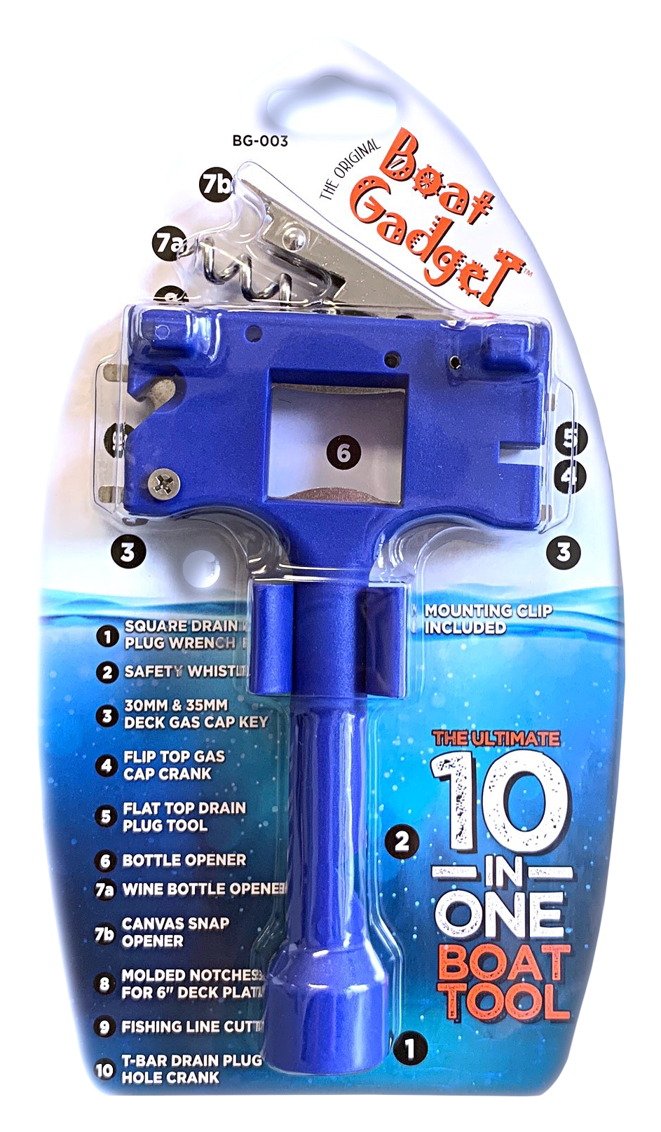 Boat Gadget – This 10-in-1 Boat Tool Includes Beer and Wine Bottle Opener, Safety Whistle, Fishing Line Cutter, Marine Gas Cap Key & Other Essential