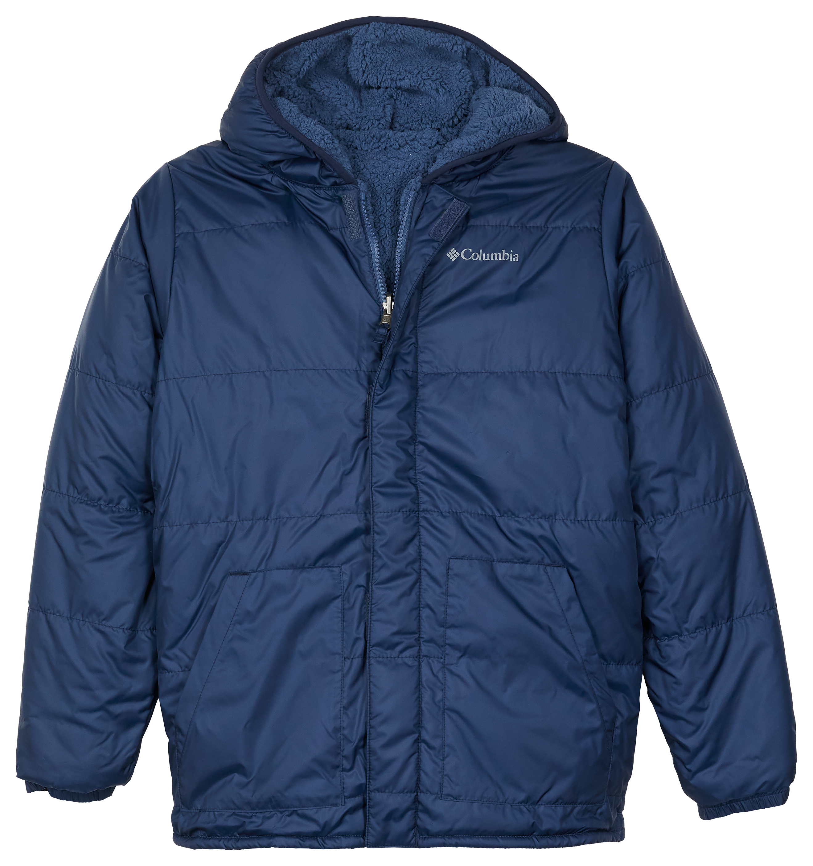 Image of Columbia Big Fir Reversible Jacket for Kids - Collegiate Navy/Dark Mountain - XS