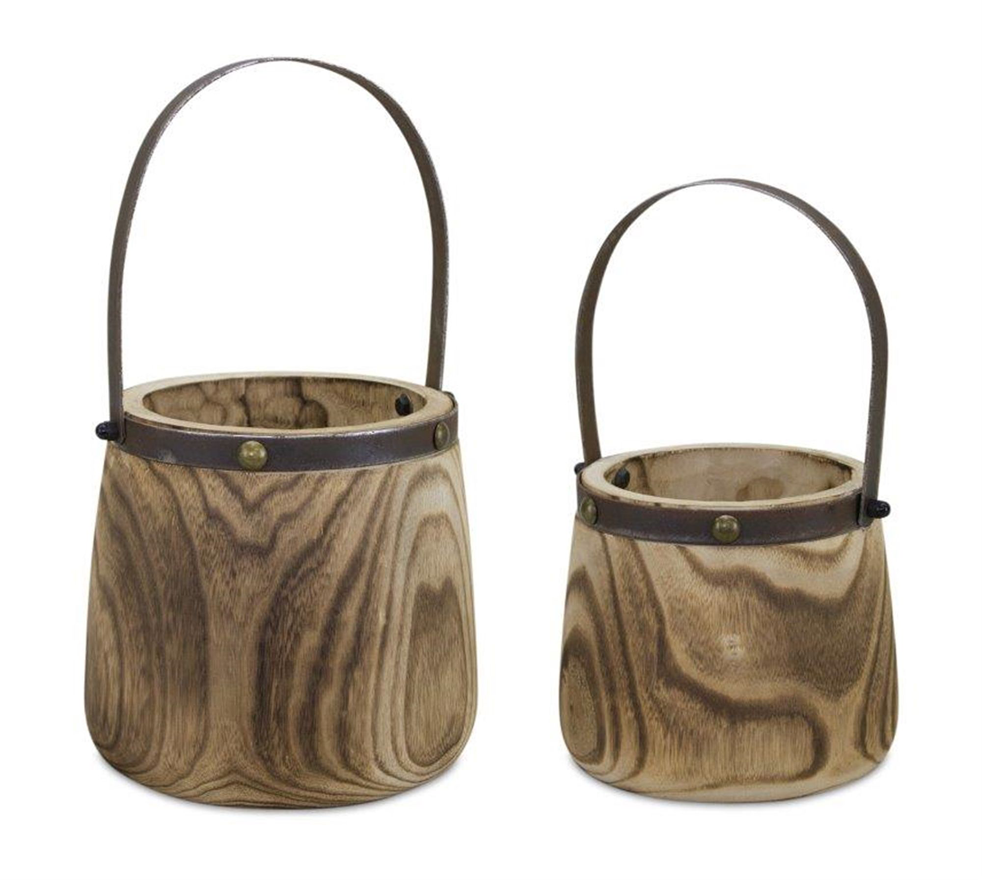 Image of Melrose International Wood Pails - Light Brown