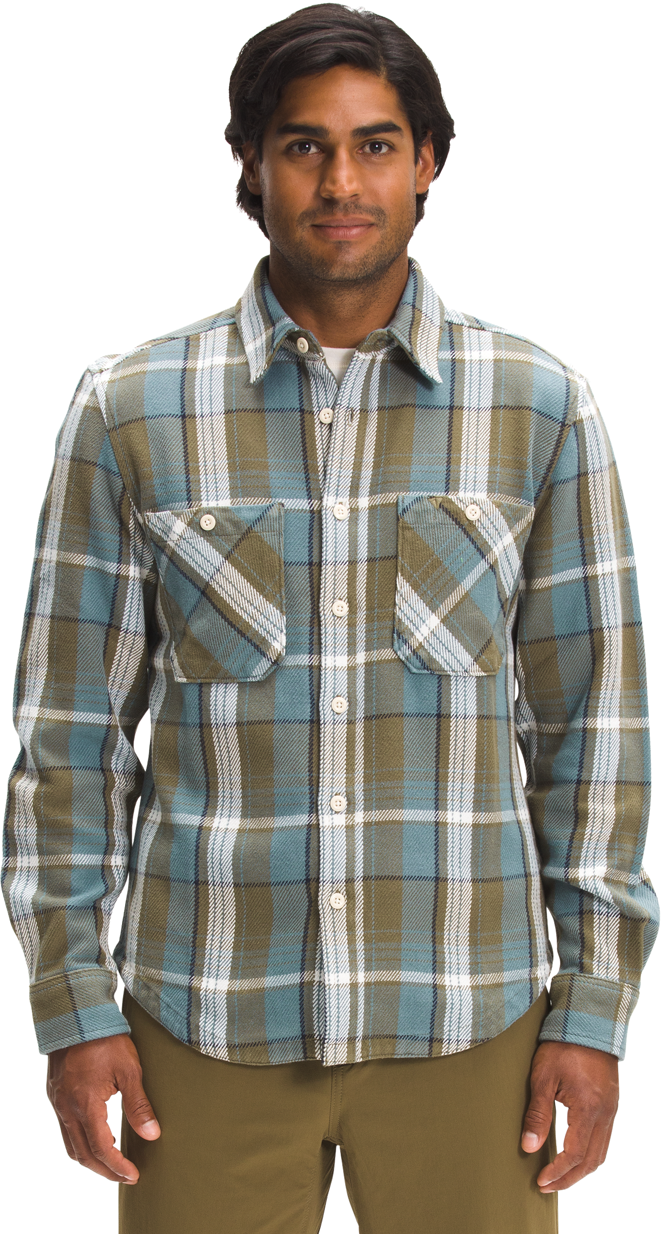 The North Face Valley Twill Flannel Long-Sleeve Shirt for Men - Goblin Blue Large HD Plaid - L