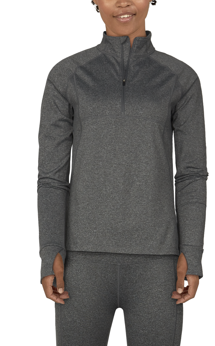 NATURAL REFLECTIONS Frostproof Base Layer Quarter-Zip Long-Sleeve Pullover for Ladies