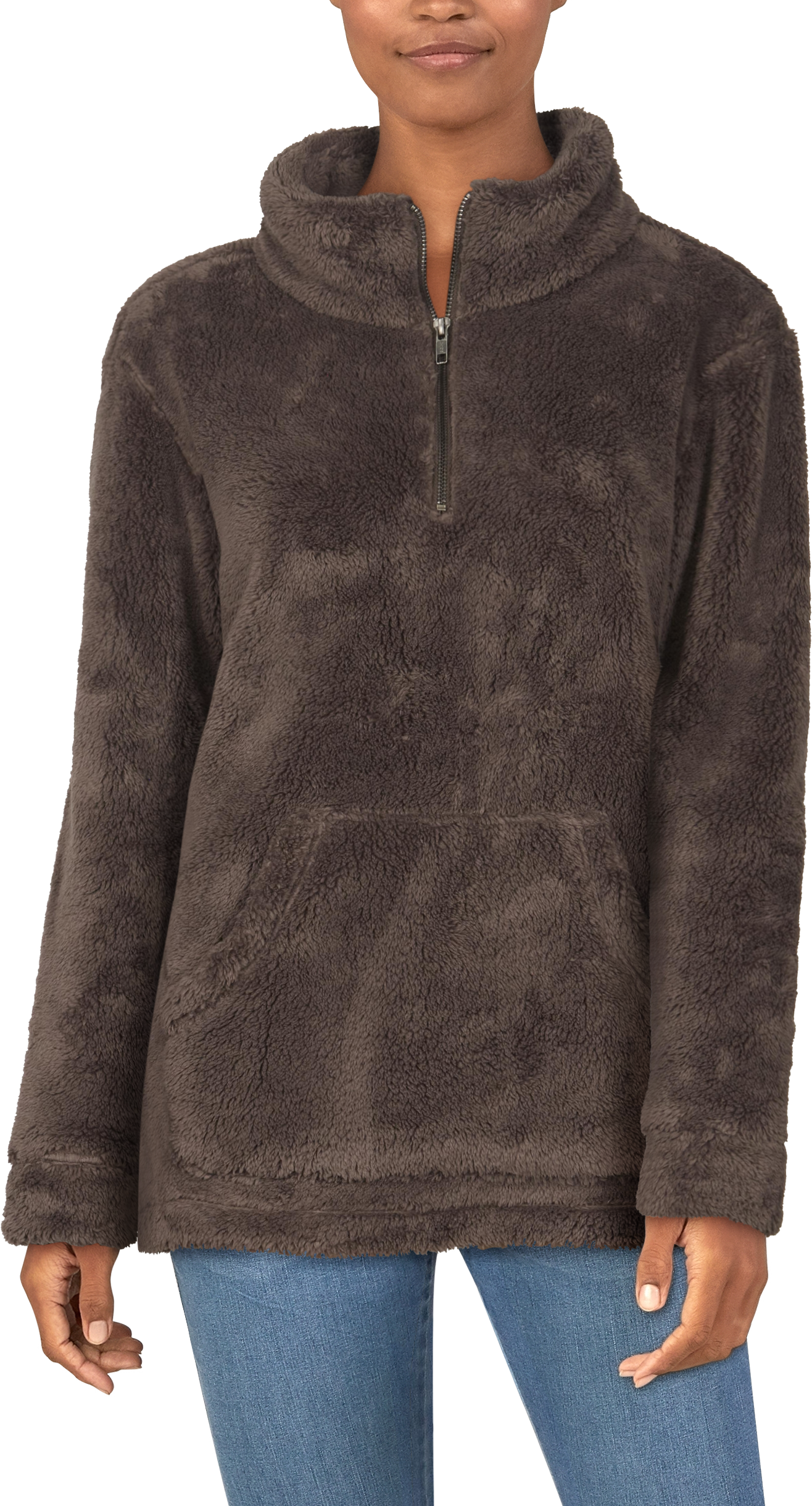 Natural Reflections Sherpa Quarter-Zip Long-Sleeve Pullover for Ladies - Plum Truffle - S product image