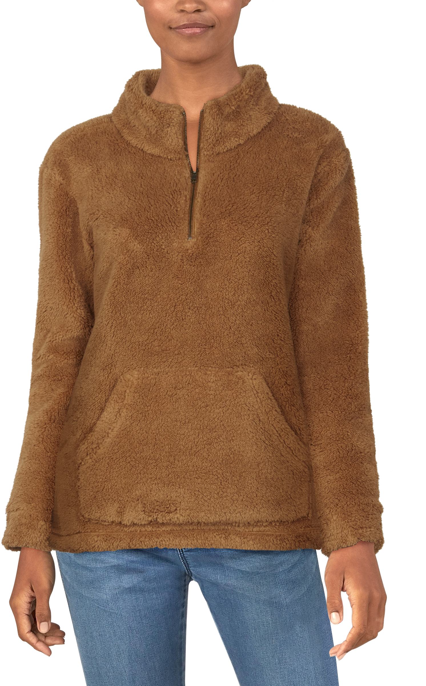 Natural Reflections Sherpa Quarter-Zip Long-Sleeve Pullover for Ladies - Chipmunk - S product image