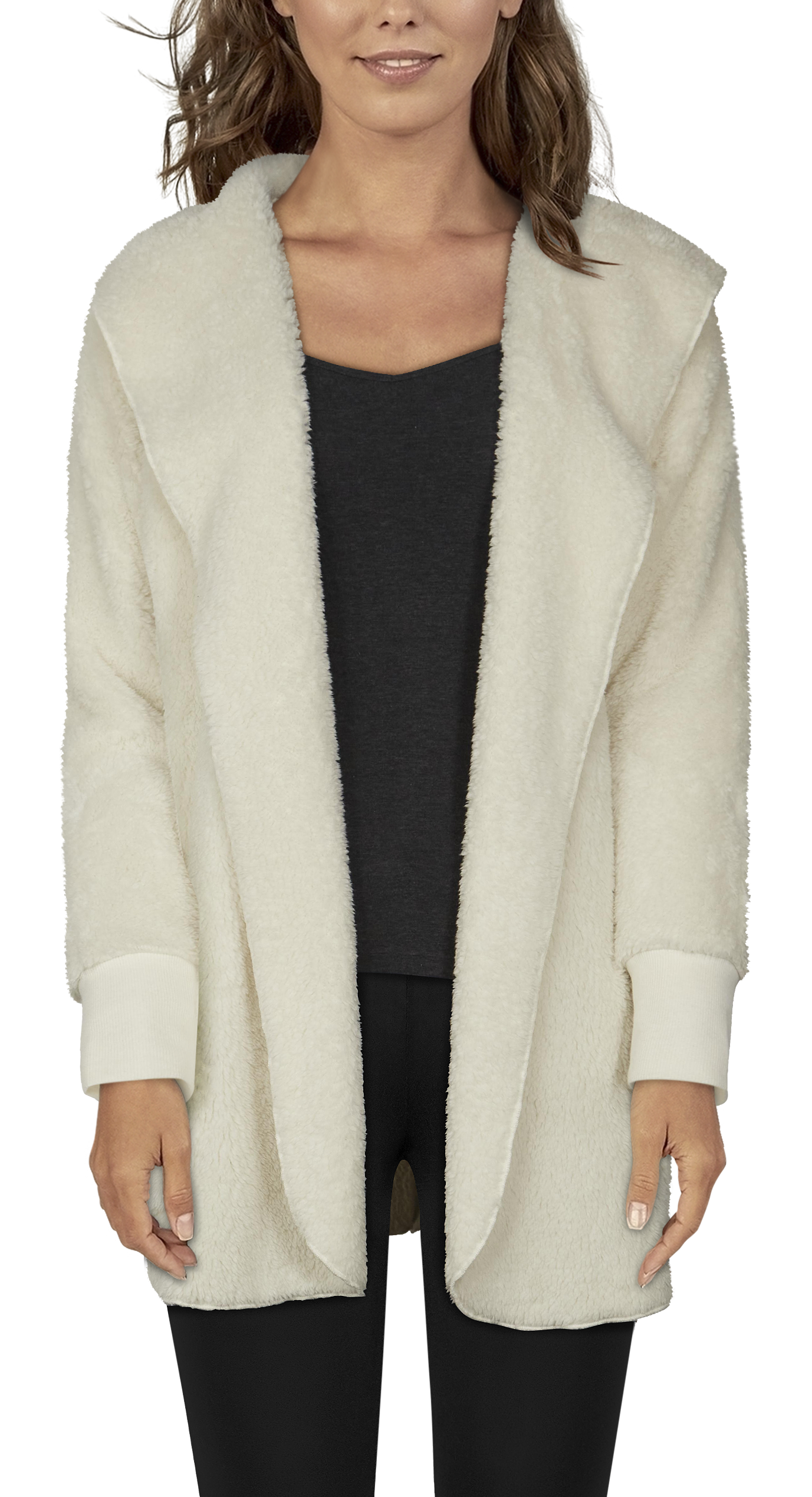 Natural Reflections Cozy Hooded Long-Sleeve Cardigan for Ladies - Egret - XXL product image