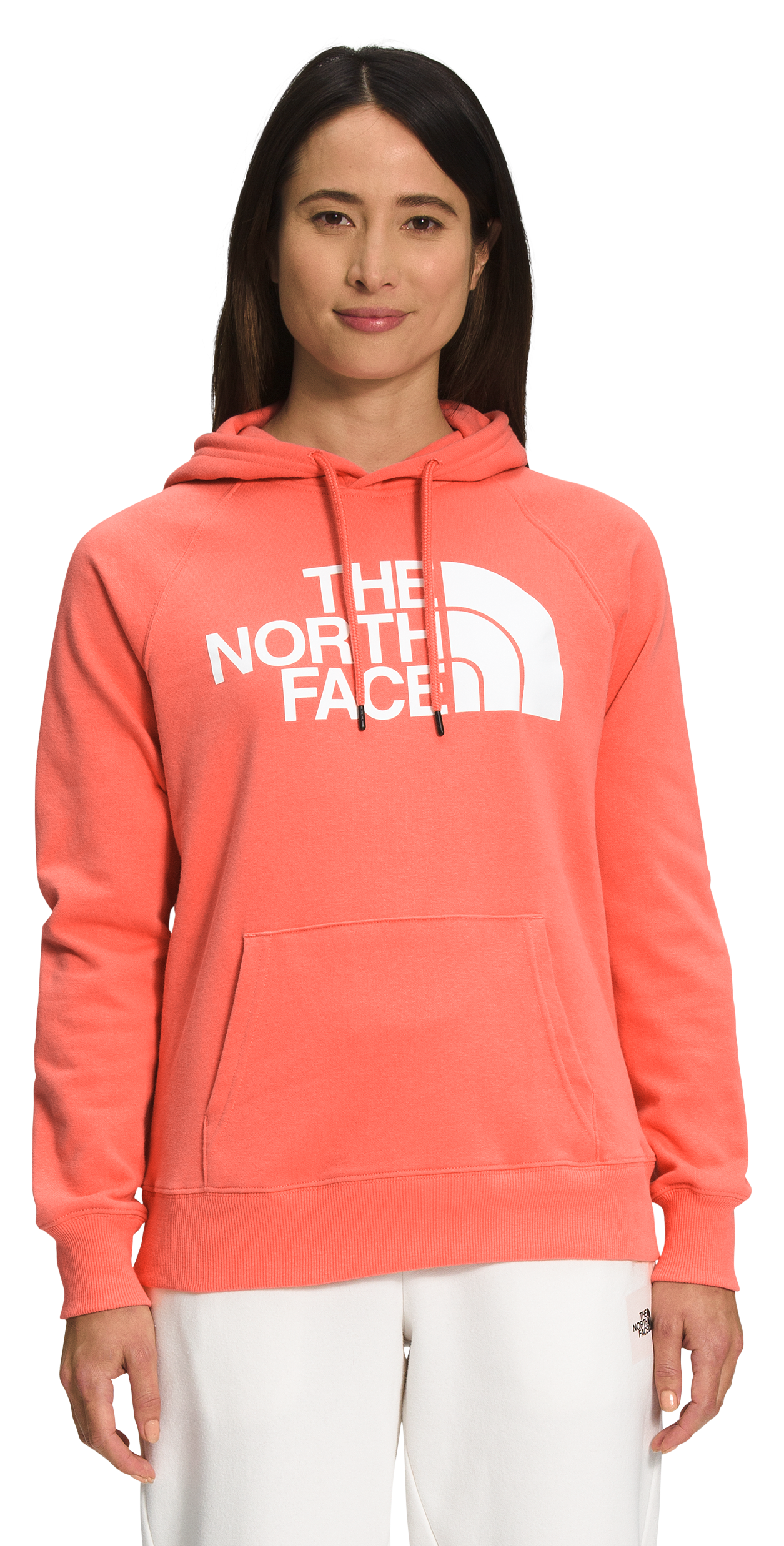 The North Face Half Dome Pullover Long-Sleeve Hoodie for Ladies - Coral Sunrise/TNF White - L