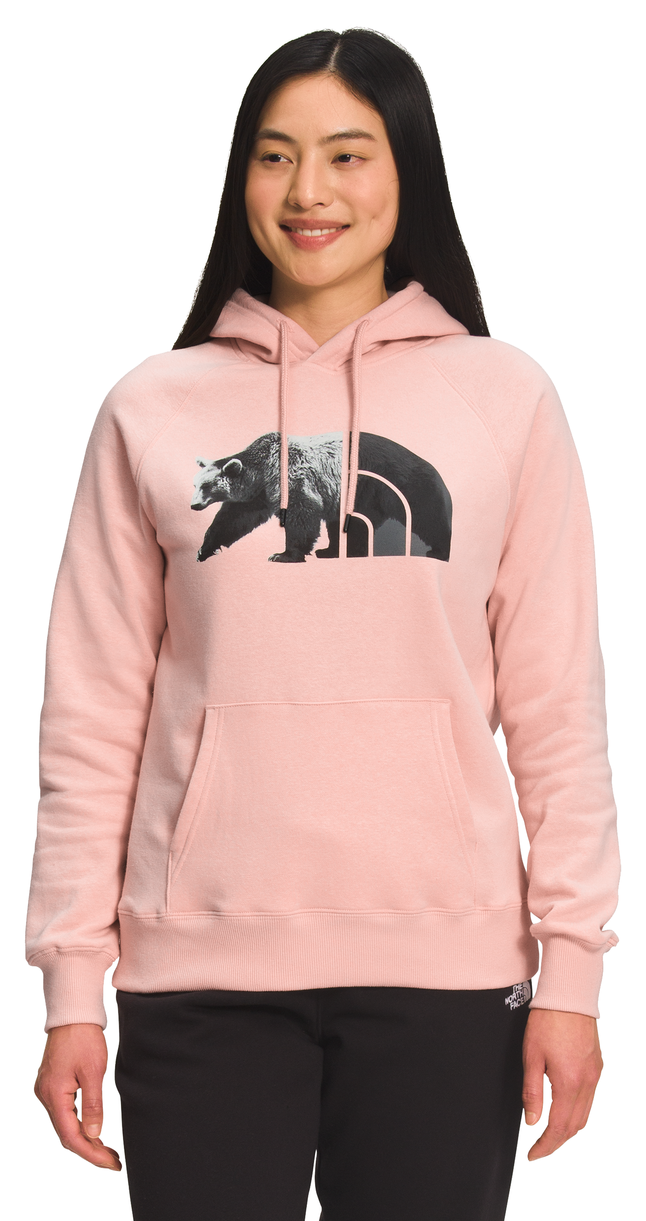The North Face TNF Bear Long-Sleeve Hoodie for Ladies - Evening Sand Pink/TNF Black - XL