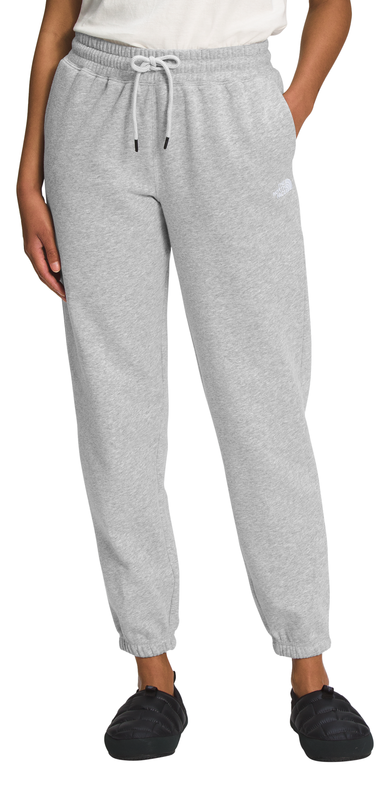 Image of The North Face Half Dome Fleece Sweatpants for Ladies - TNF Light Grey Heather/TNF White - XL