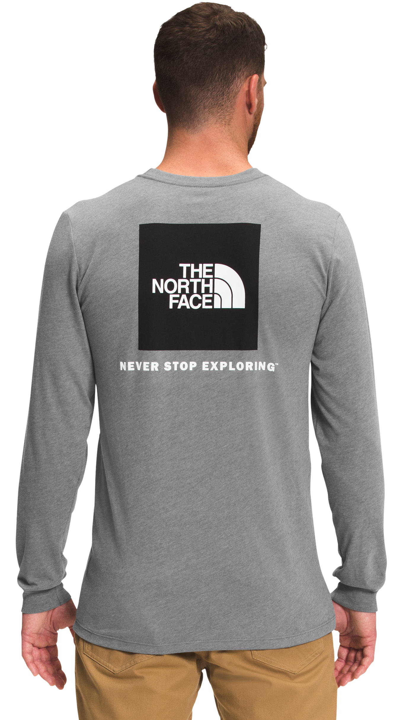 The North Face Box NSE Long-Sleeve Shirt for Men - TNF Medium Grey Heather/TNF Black - M