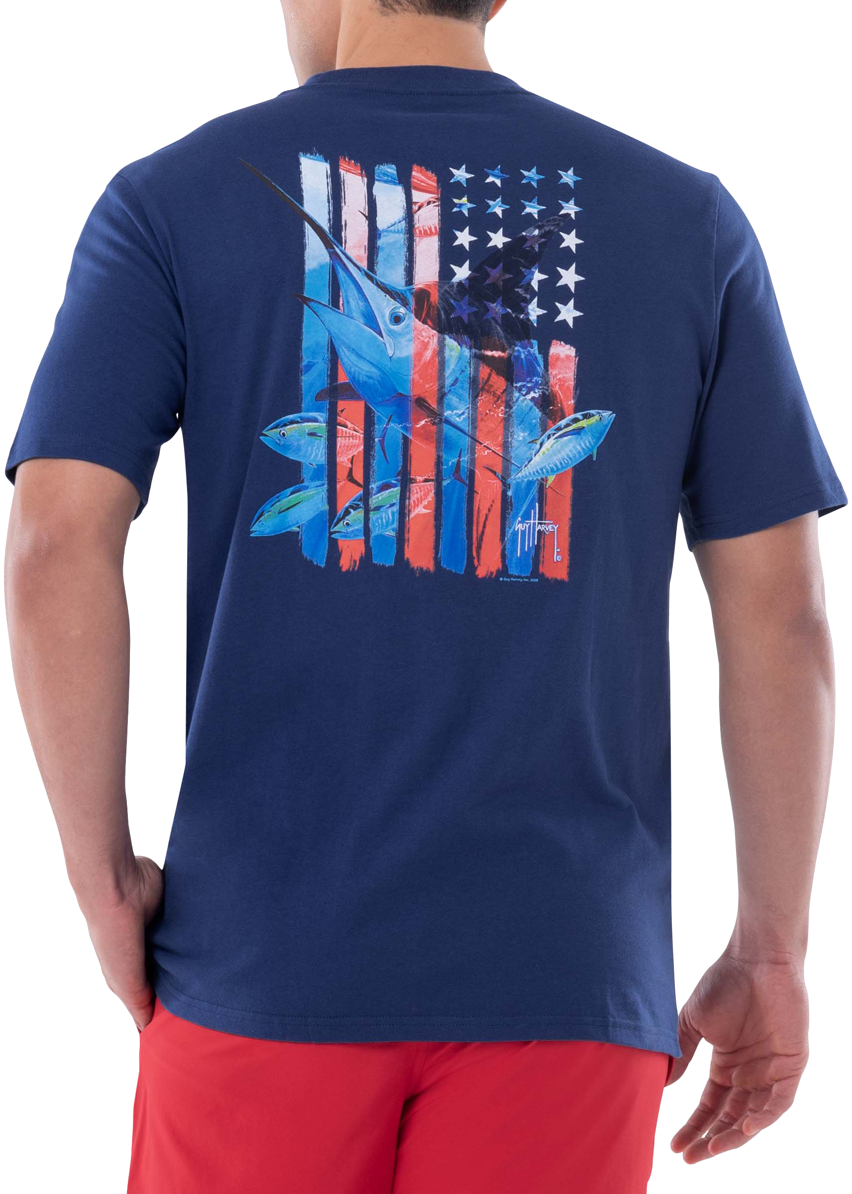 GUY HARVEY Stars and Stripes Marlin Short-Sleeve T-Shirt for Men