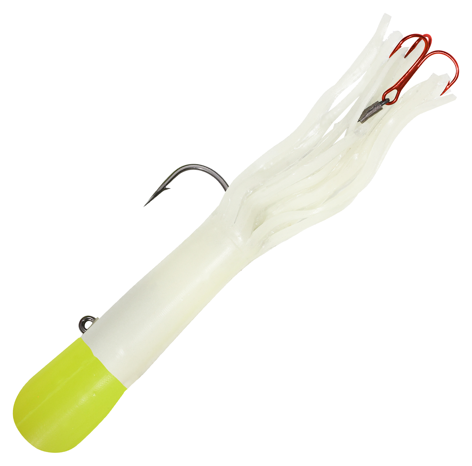 Image of "Northland Fishing Tackle Level Head Predator Tube Jig - 4"" - White/Chartreuse Top"