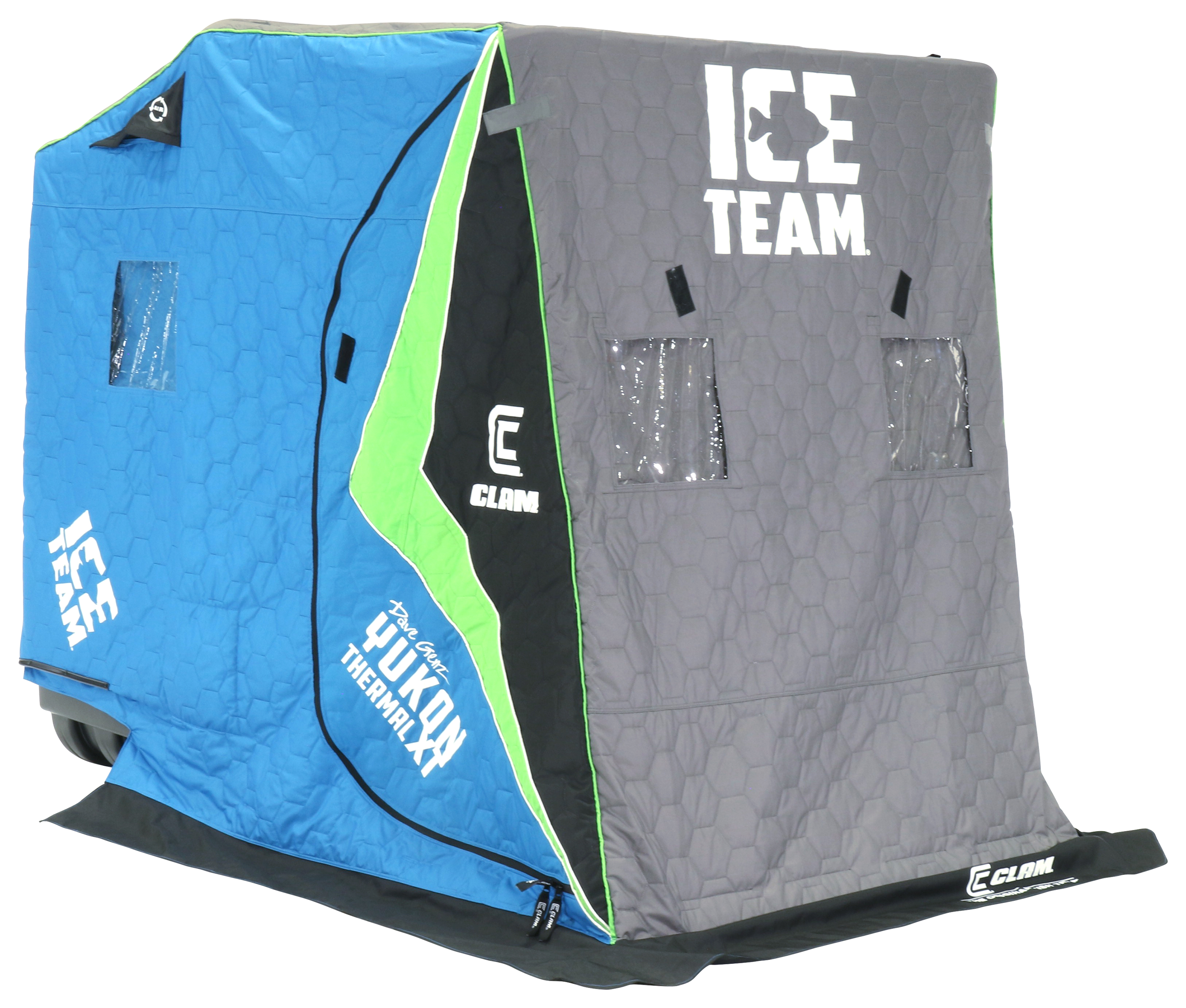 New Clam Ice Fish Tent Shelter Removable Voyager/Thermal Floor W/Carry Bag,  Gray