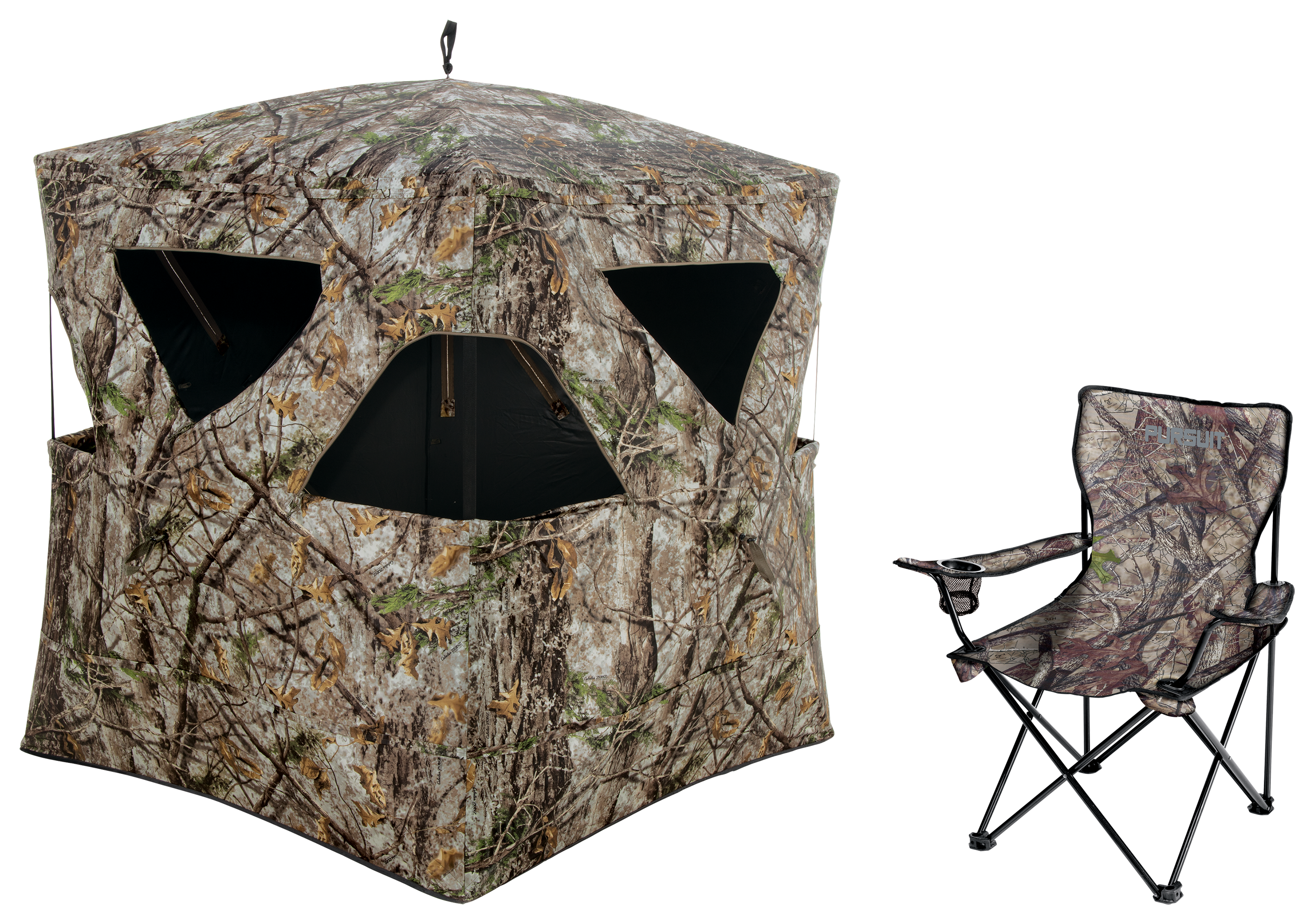 Pursuit Hub Ground Blind with Collapsible Hunting Armchair Combo