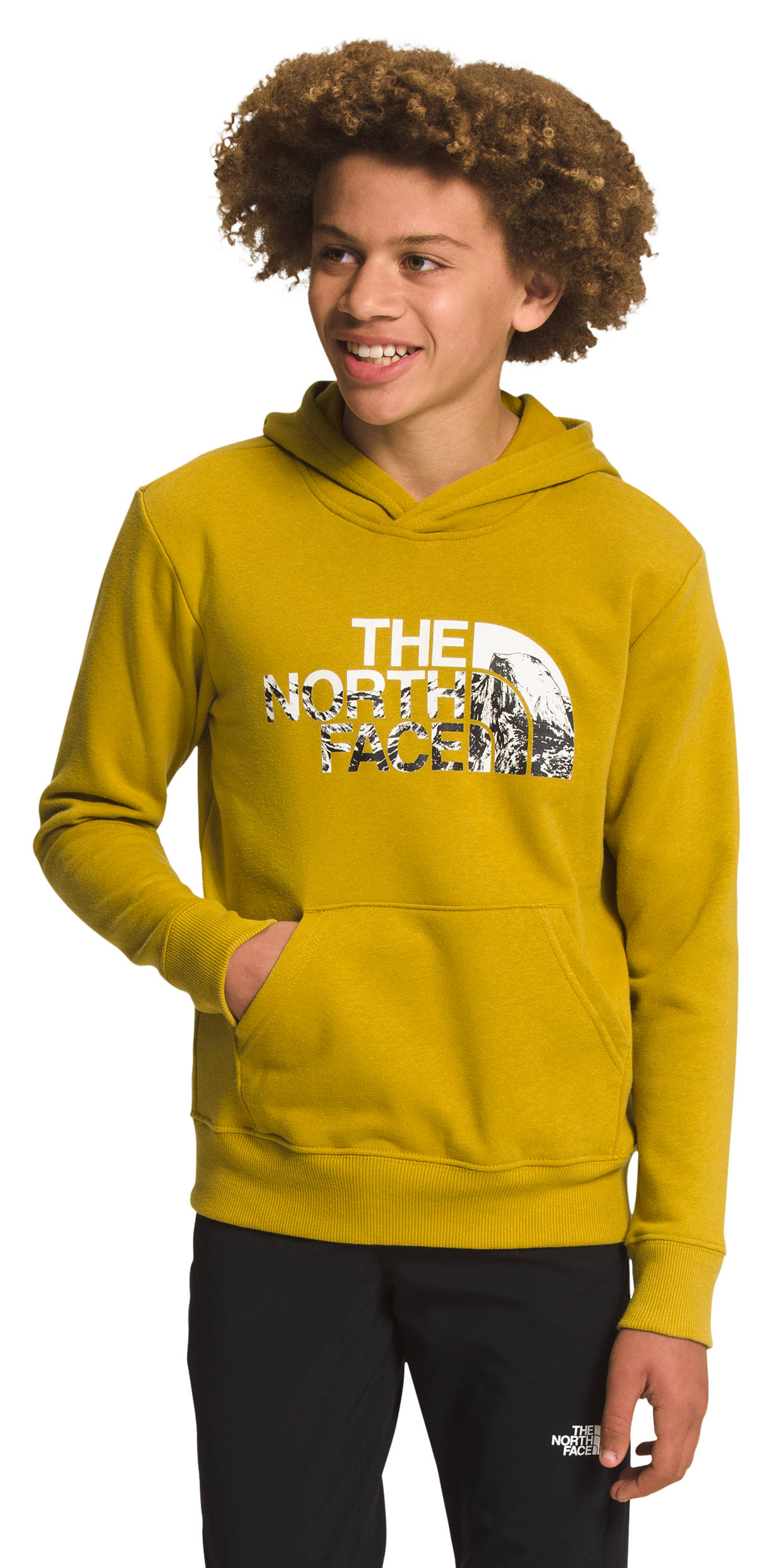 The North Face Camp Fleece Graphic Logo Long-Sleeve Hoodie for Boys - Mineral Gold - S