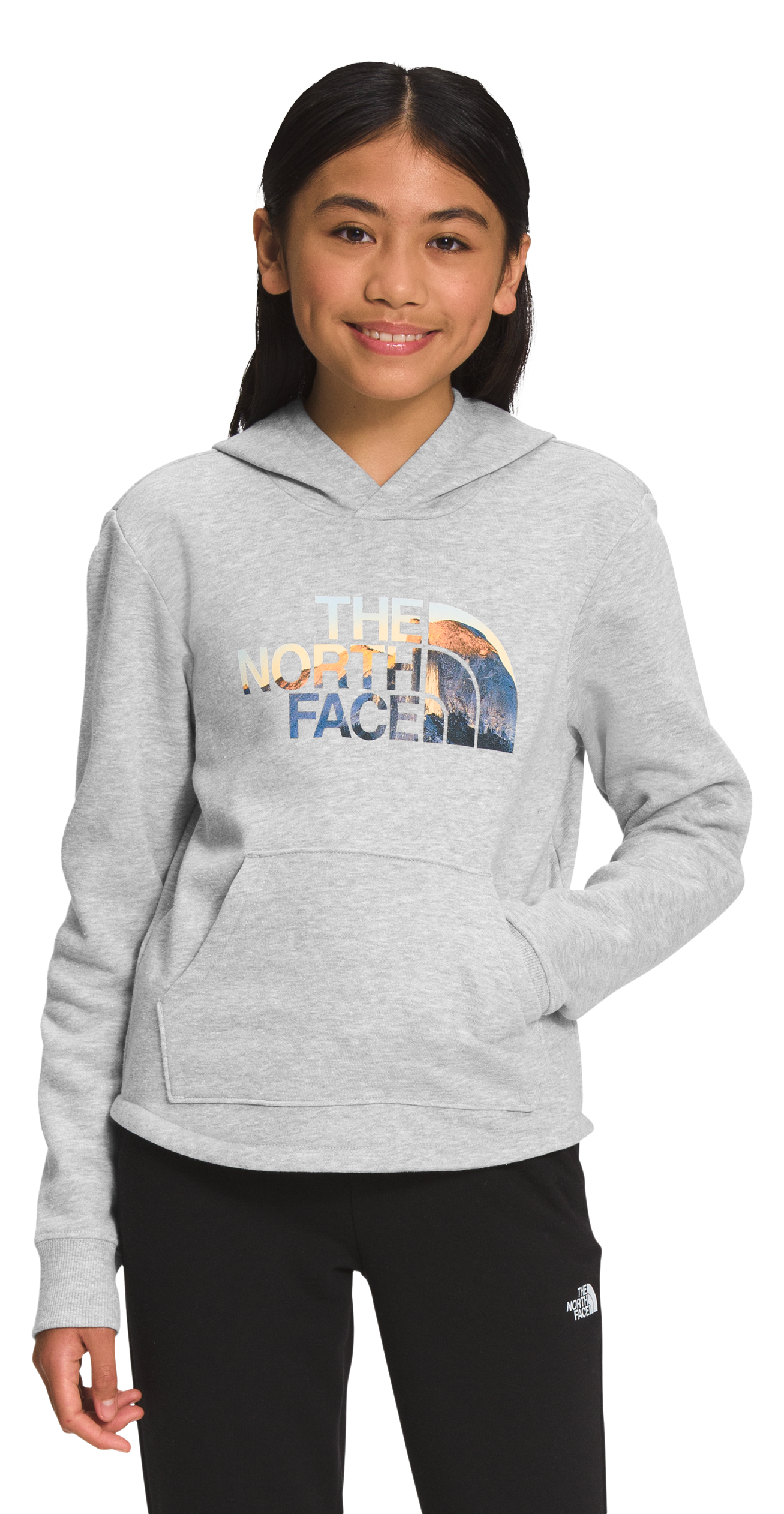 The North Face Camp Fleece Mountain Graphic Logo Long-Sleeve Hoodie for Girls