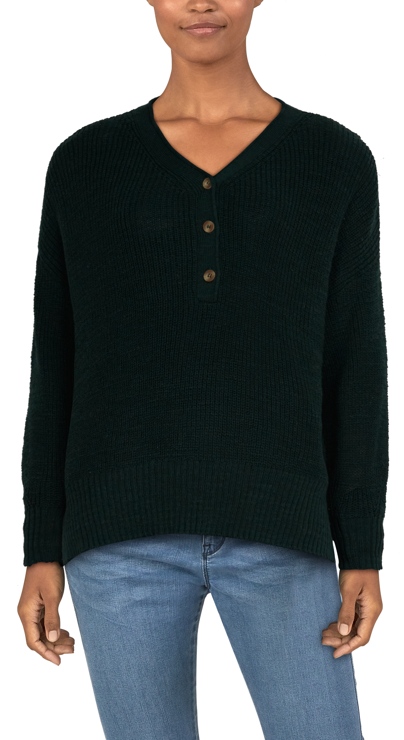 NATURAL REFLECTIONS Henley Long-Sleeve Sweater