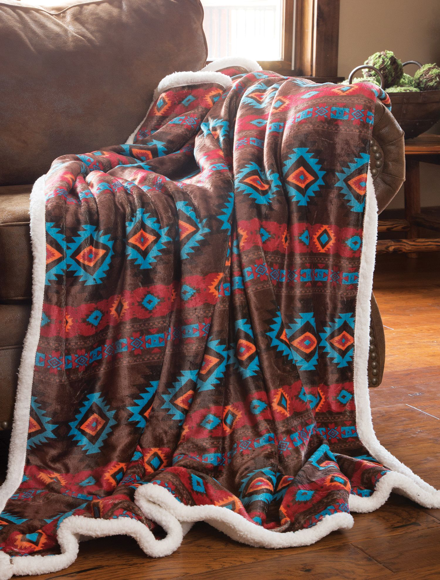 Image of Carstens, Inc. Wrangler Southwest Horizon Plush Throw Blanket