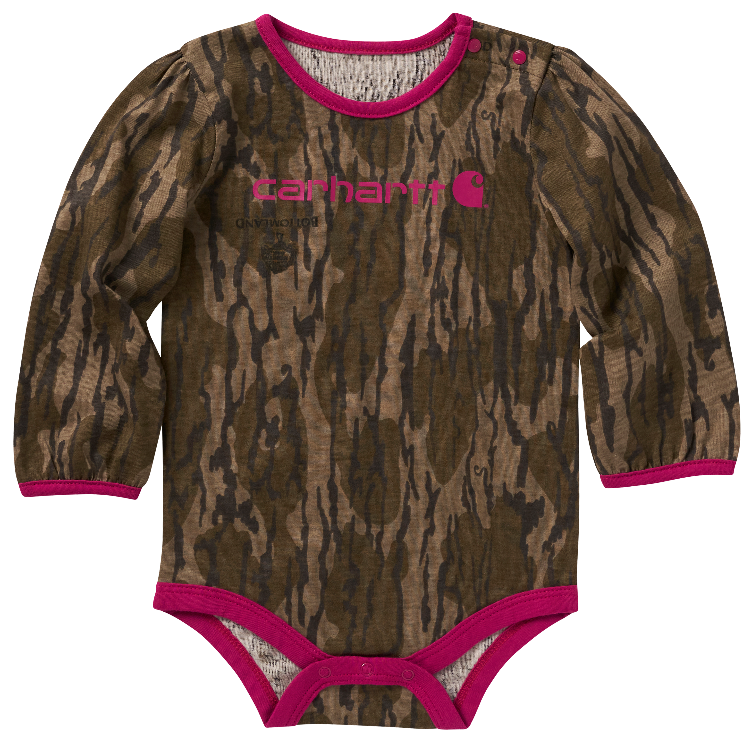 Carhartt Baby's Cotton Girls' Long-Sleeve Bodysuit | Mossy Oak Bottomland Camo | 12M AJ
