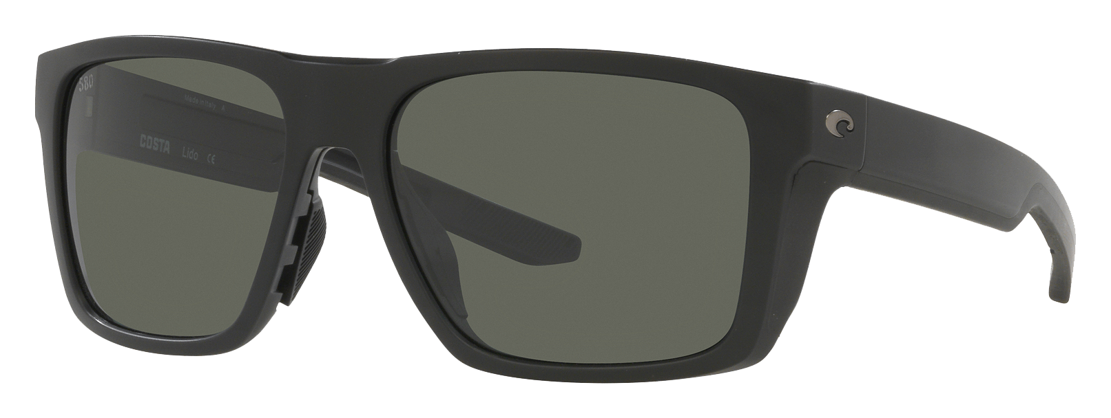 Costa Del Mar Lido 580G Glass Polarized Sunglasses - Matte Black/Gray - Large
