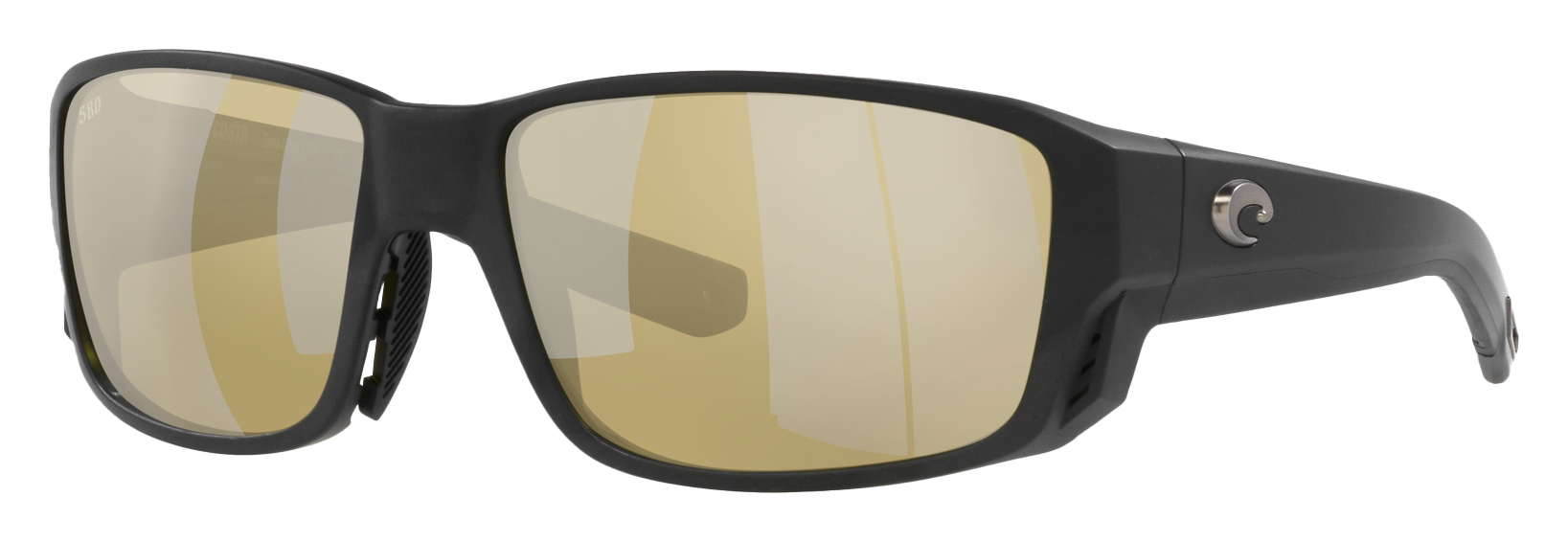 Costa Del Mar Tuna Alley PRO 580G Glass Polarized Sunglasses - Matte Black/Sunrise Silver Mirror - Large