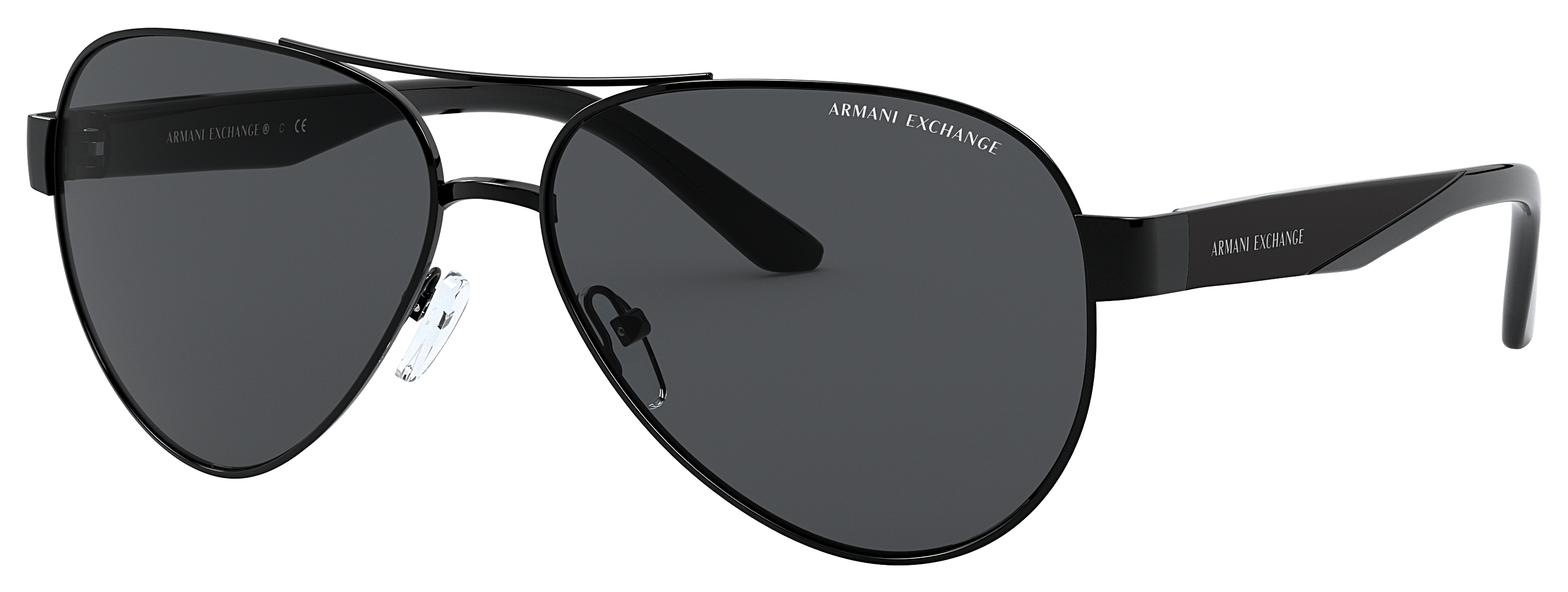 Image of Armani Exchange AX2034S Sunglasses - Shiny Black/Gray - Large