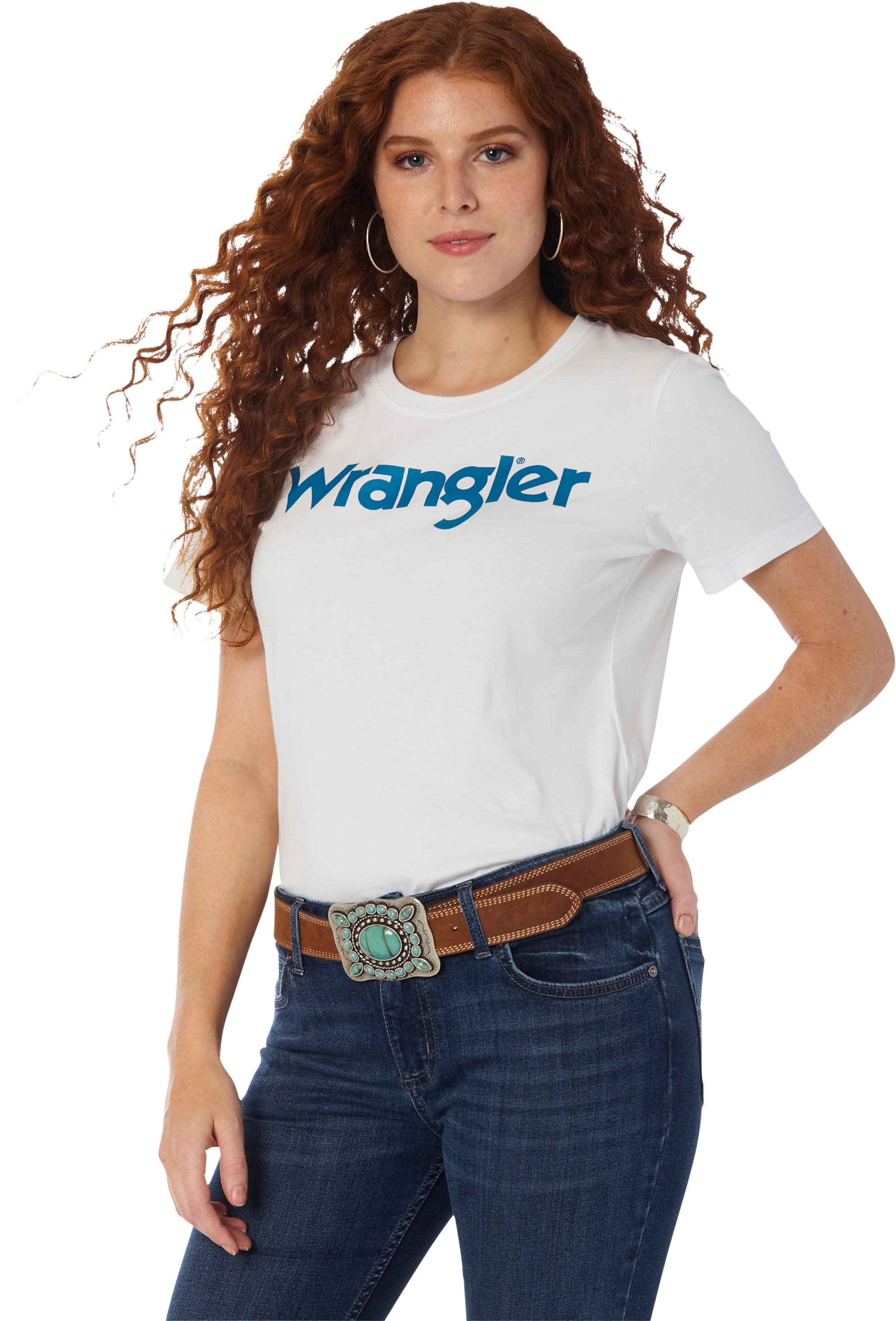 WRANGLER Slim Fit Kabel Logo Short-Sleeve T-Shirt for Ladies