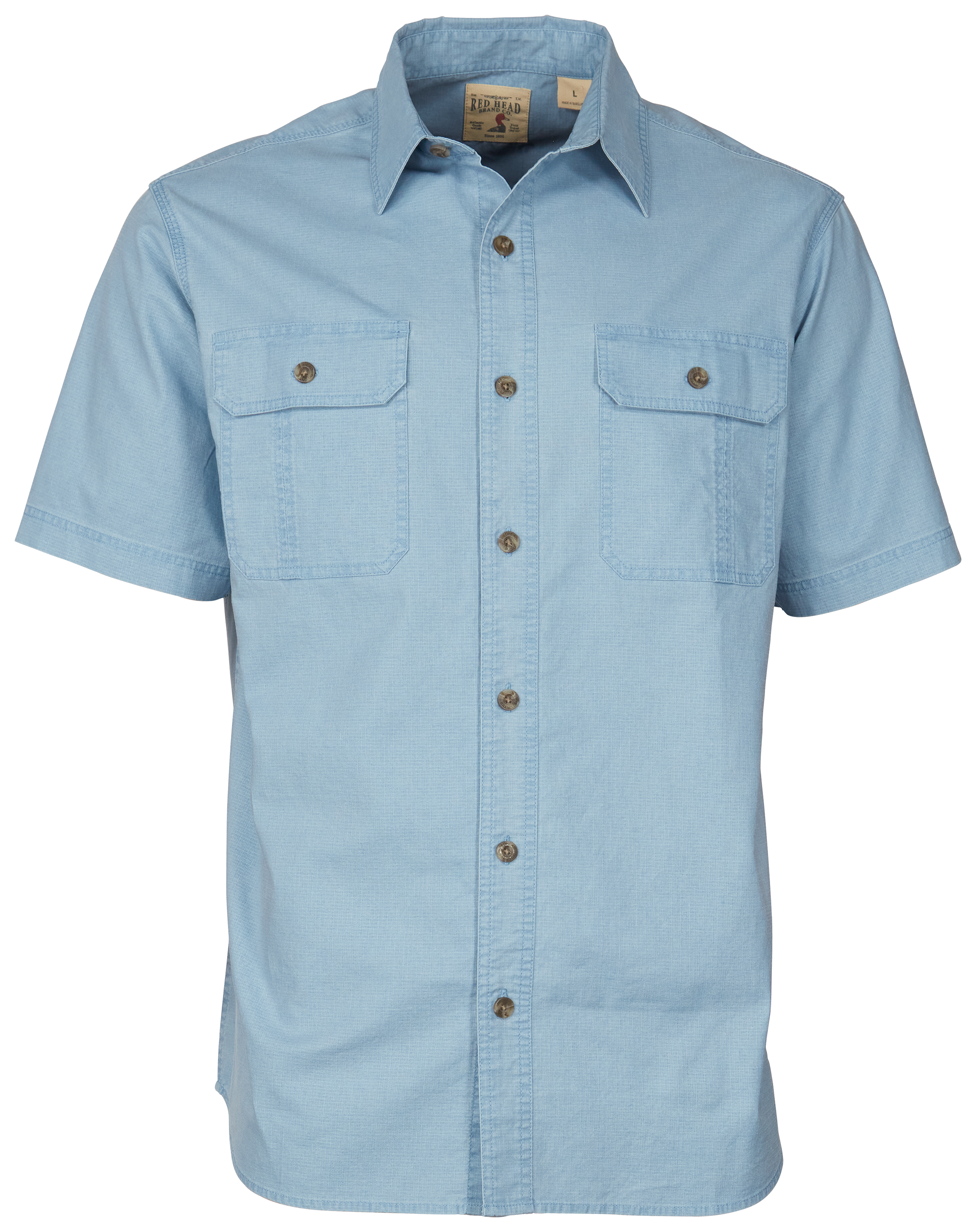 Image of RedHead Ripstop Short-Sleeve Button-Up Shirt for Men - Chambray - M