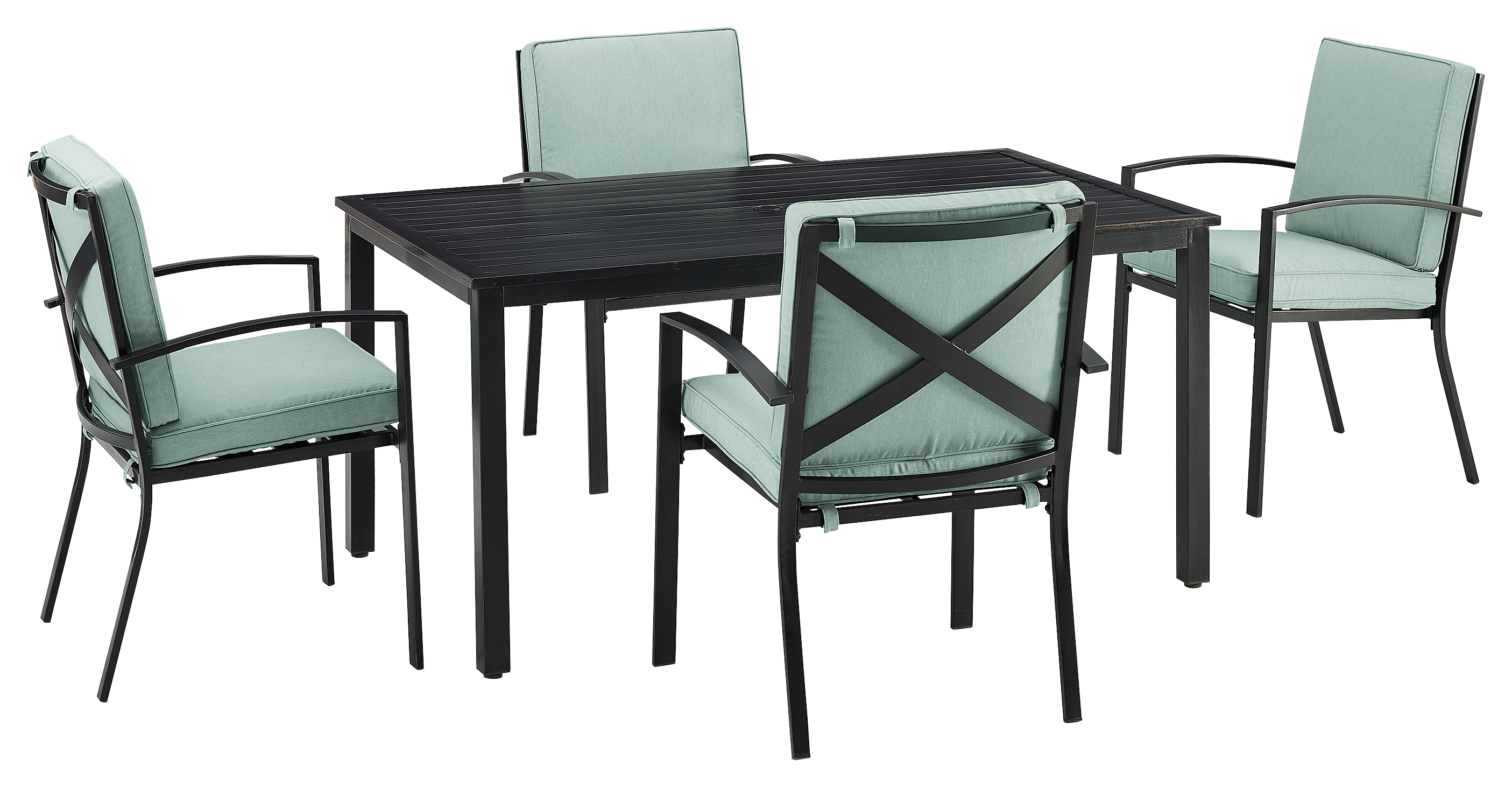 Image of Crosley Kaplan 4-Leg Chairs and Table 5-Piece Metal Outdoor Dining Set - Mist