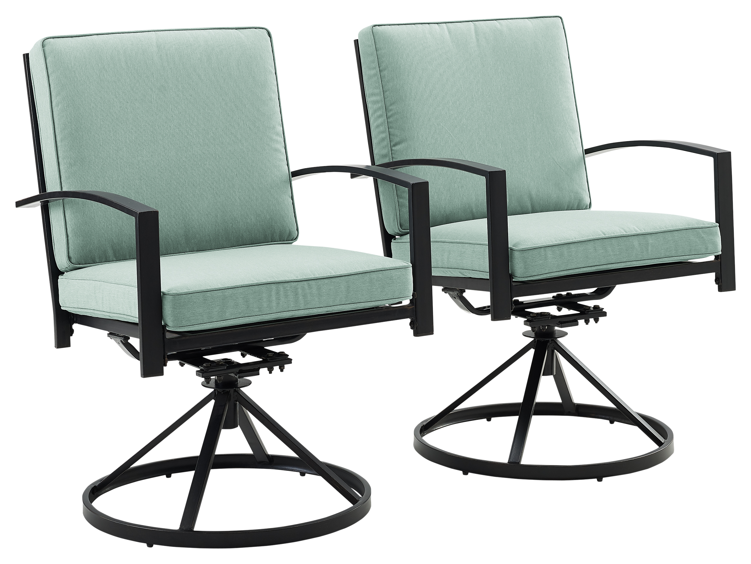 Image of Crosley Kaplan Metal Outdoor Swivel Dining Chair 2-Piece Set - Mist