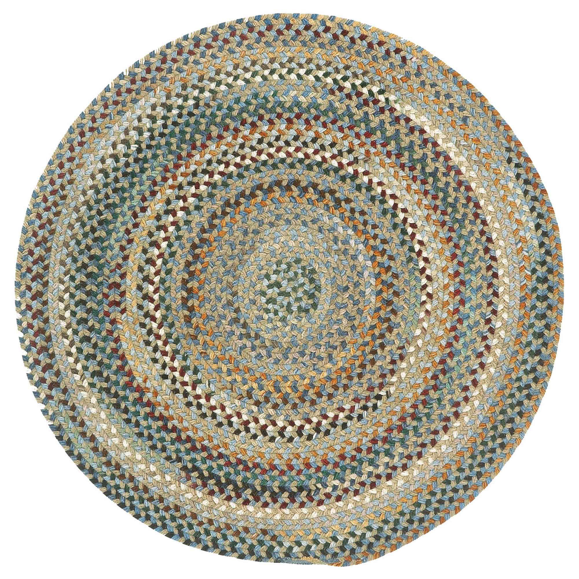 Image of "Capel Sherwood Forest Braided Wool-Blend Round Area Rug - Light Blue - 36"""