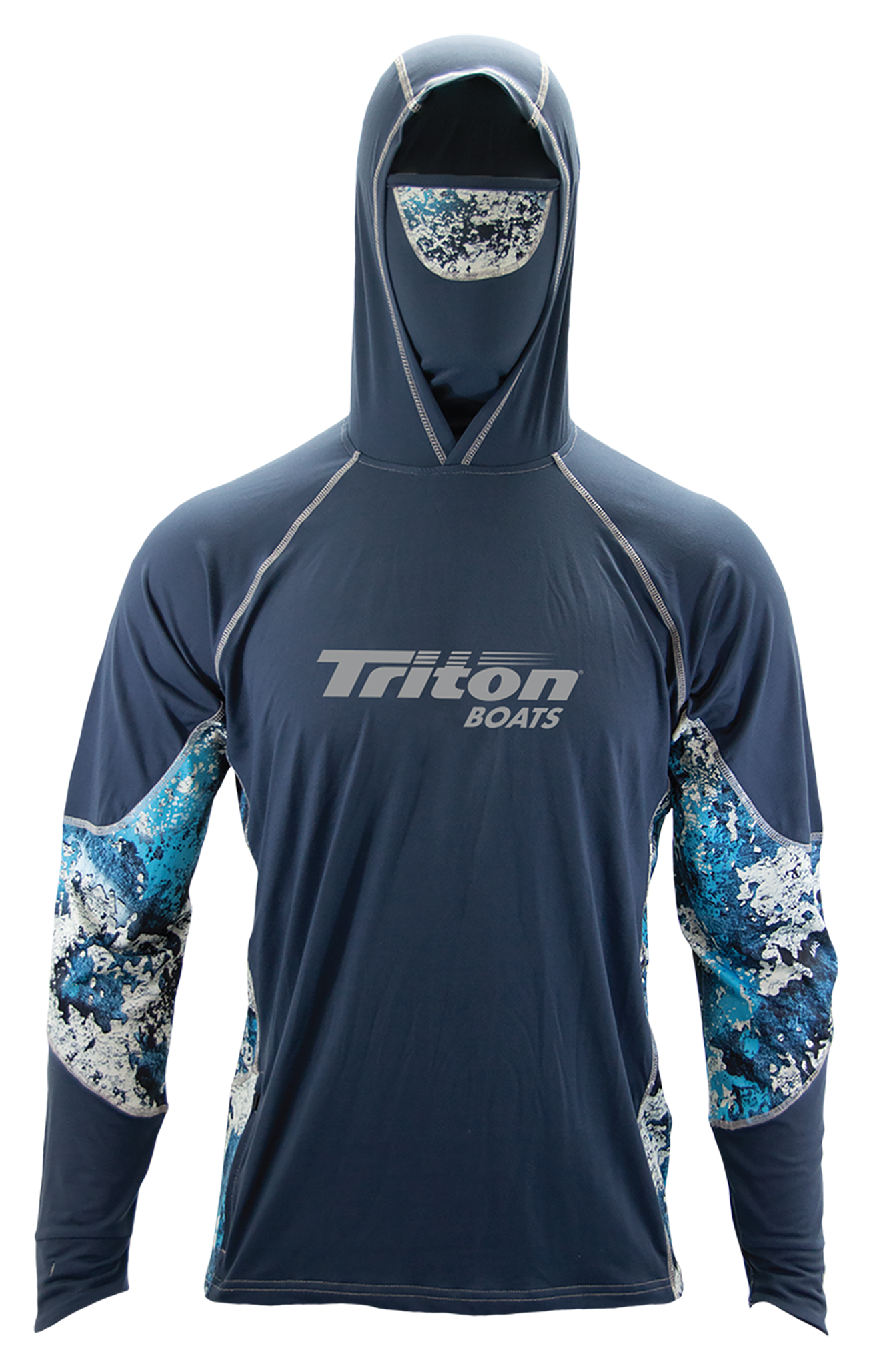 Image of Triton Boats ArrowWood Triton Logo Hoodie for Men - Steel Blue/TrueTimber Rift - 3XL