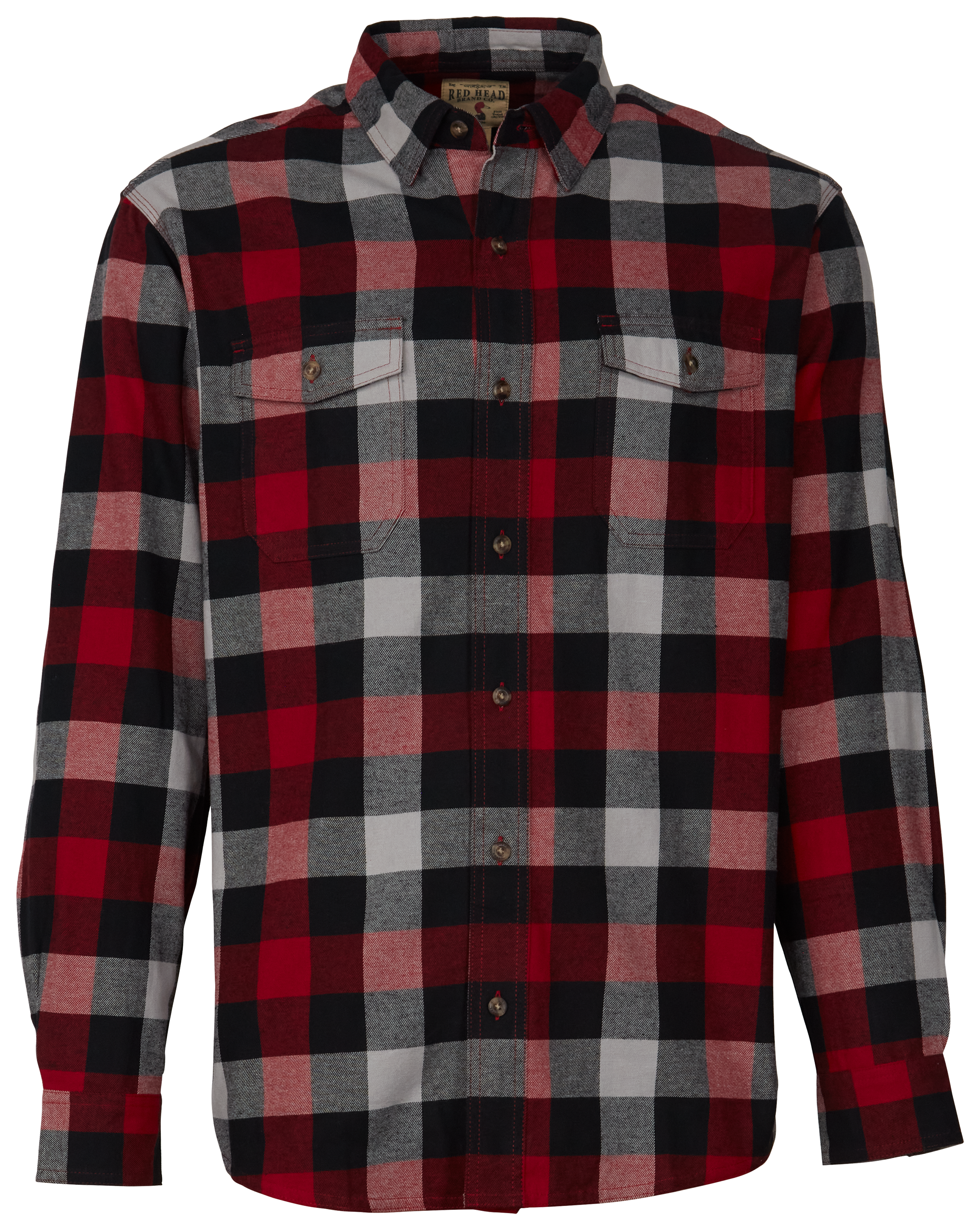 RedHead Buffalo Creek Flannel Long-Sleeve Shirt for Men - Red/Gray - XLT