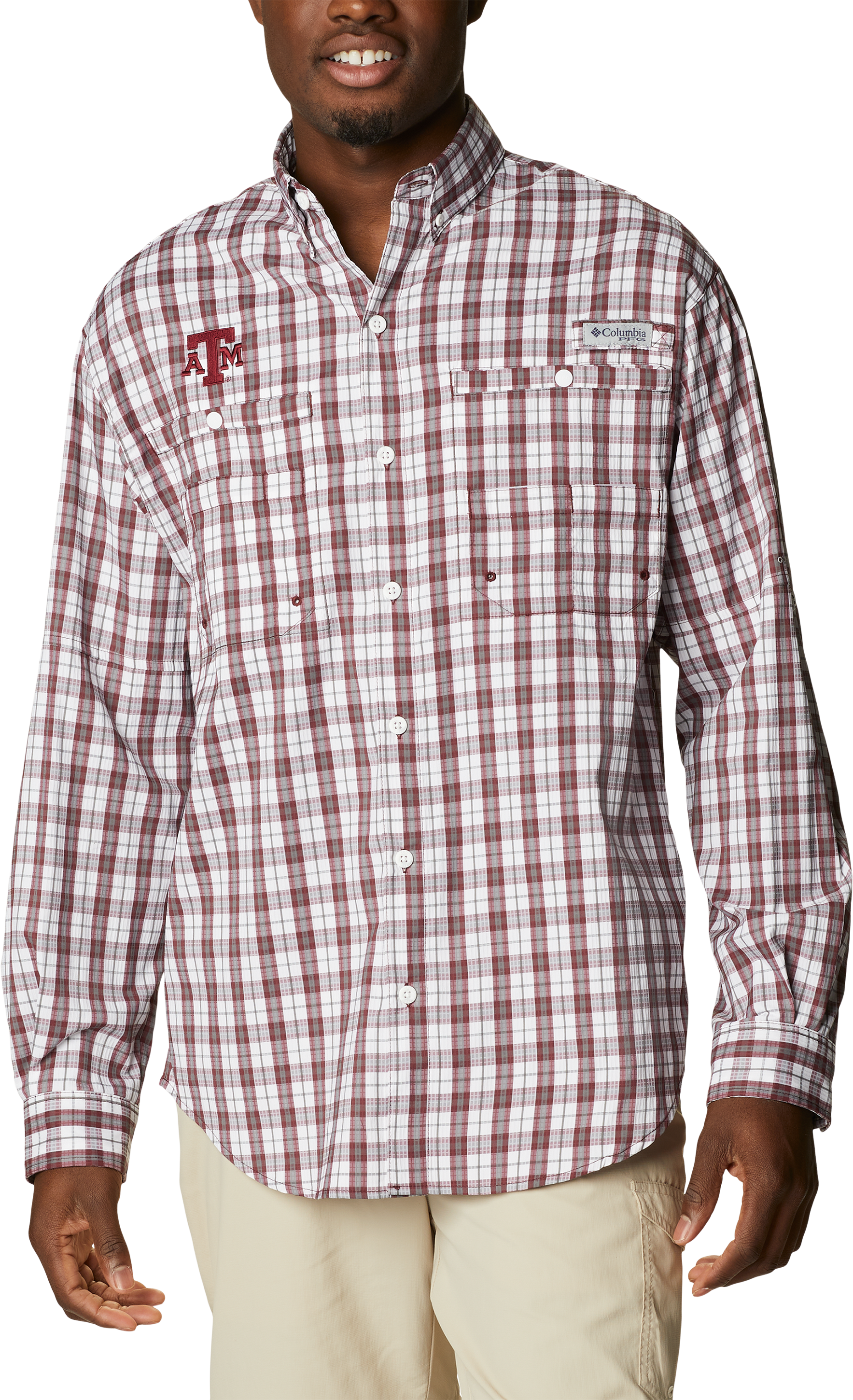 Columbia Collegiate Super Tamiami Long-Sleeve Shirt for Men - Texas A&M Uni