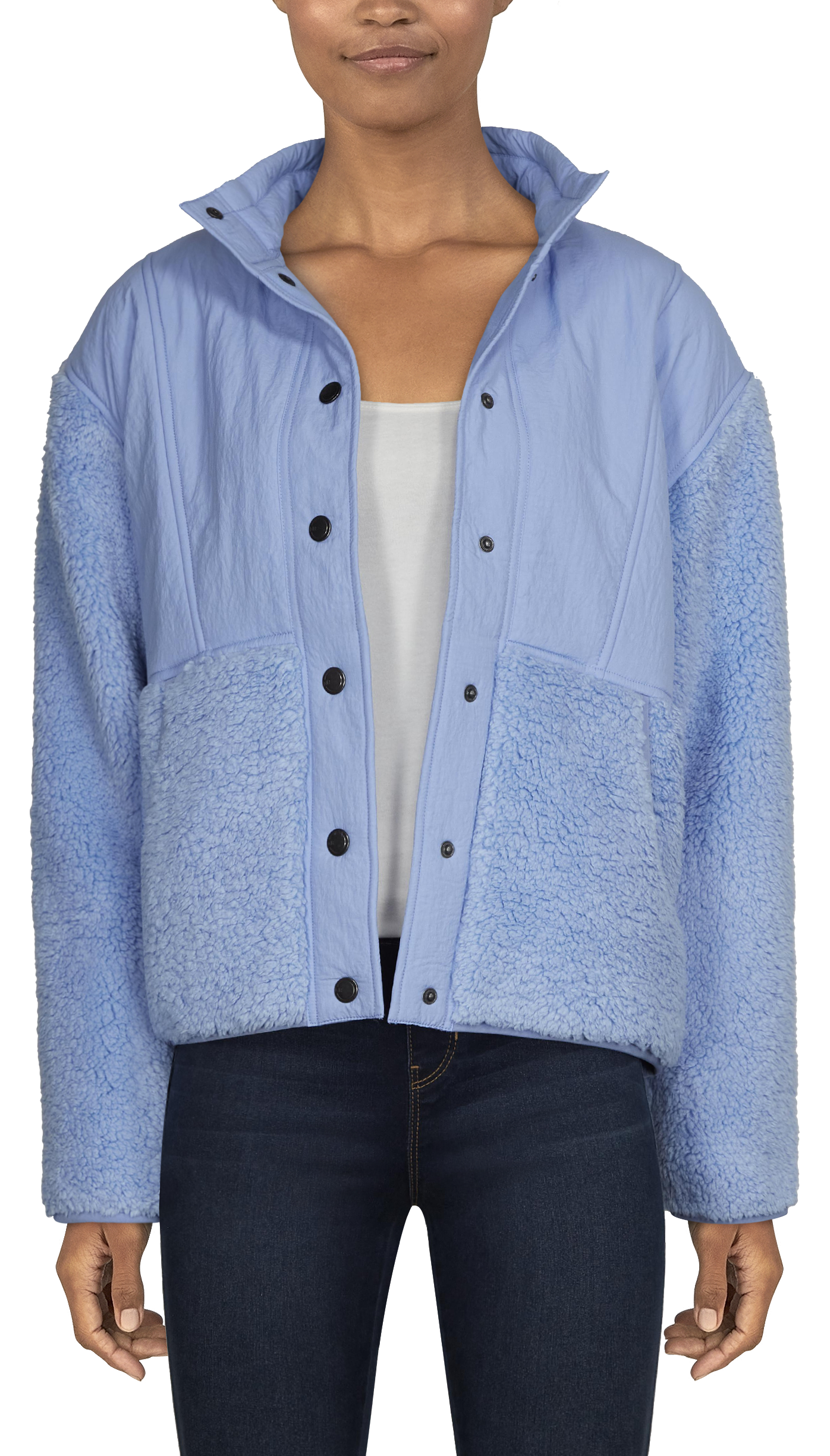 NATURAL REFLECTIONS Drop-Shoulder Snap Sherpa Jacket