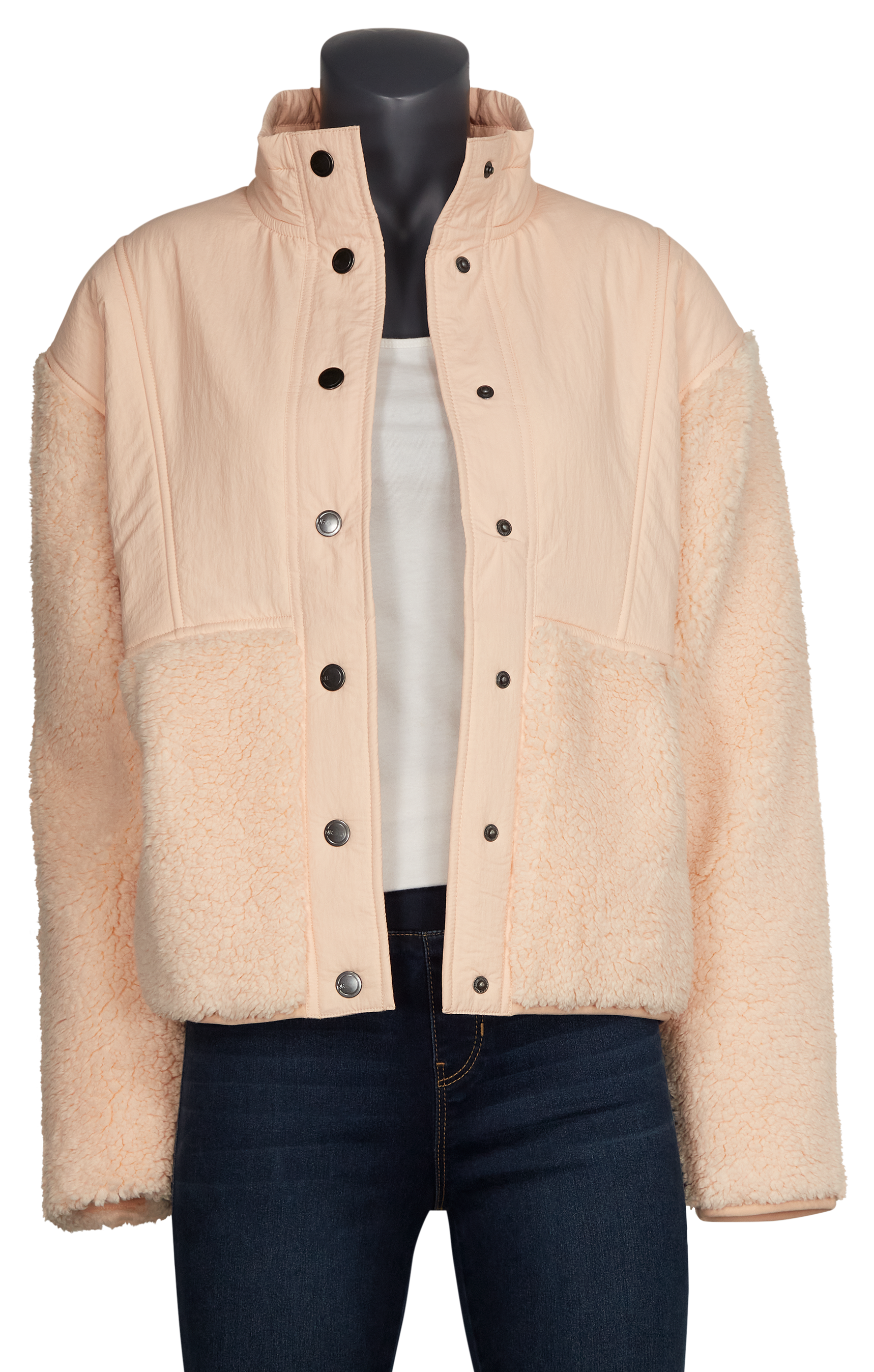 NATURAL REFLECTIONS Drop-Shoulder Snap Sherpa Jacket