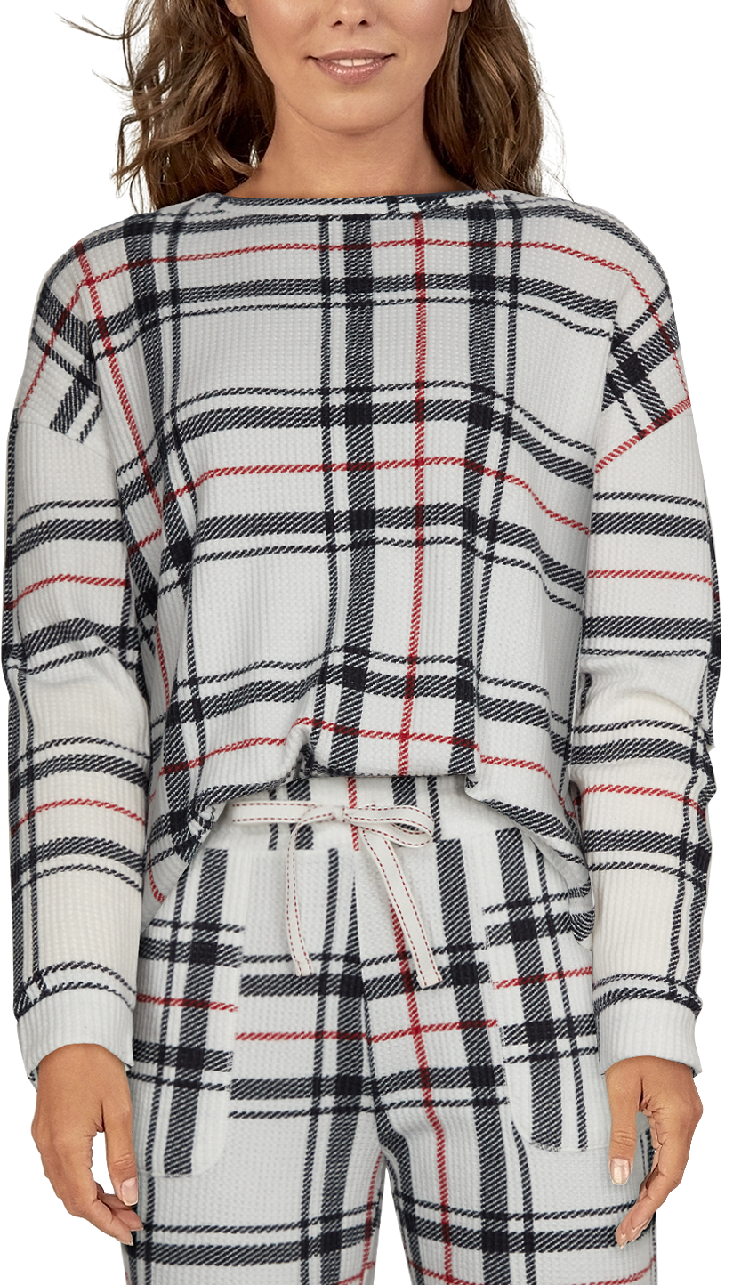 Natural Reflections Plaid Waffle Top for Ladies