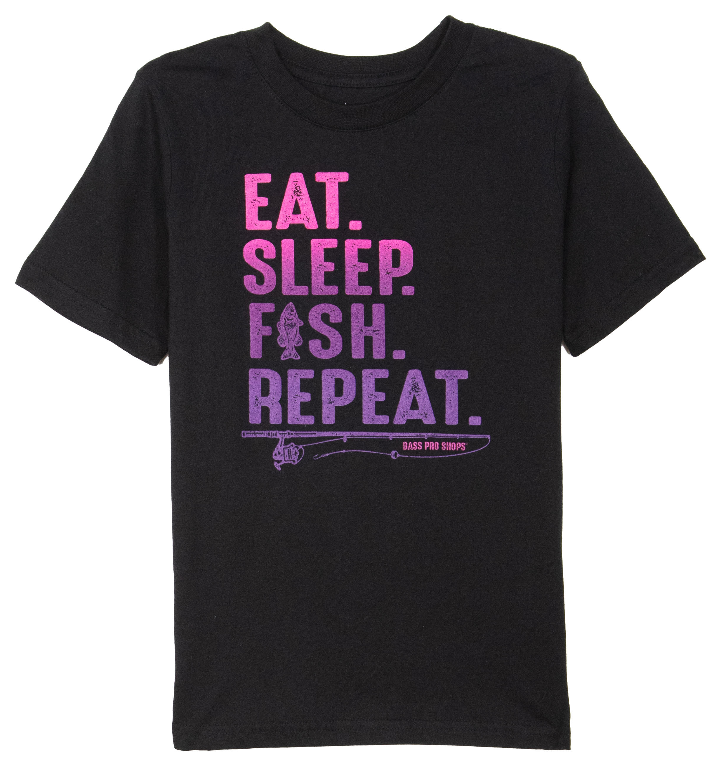 Bass Pro Shops Eat Sleep Fish Short-Sleeve T-Shirt for Girls - Black - XL