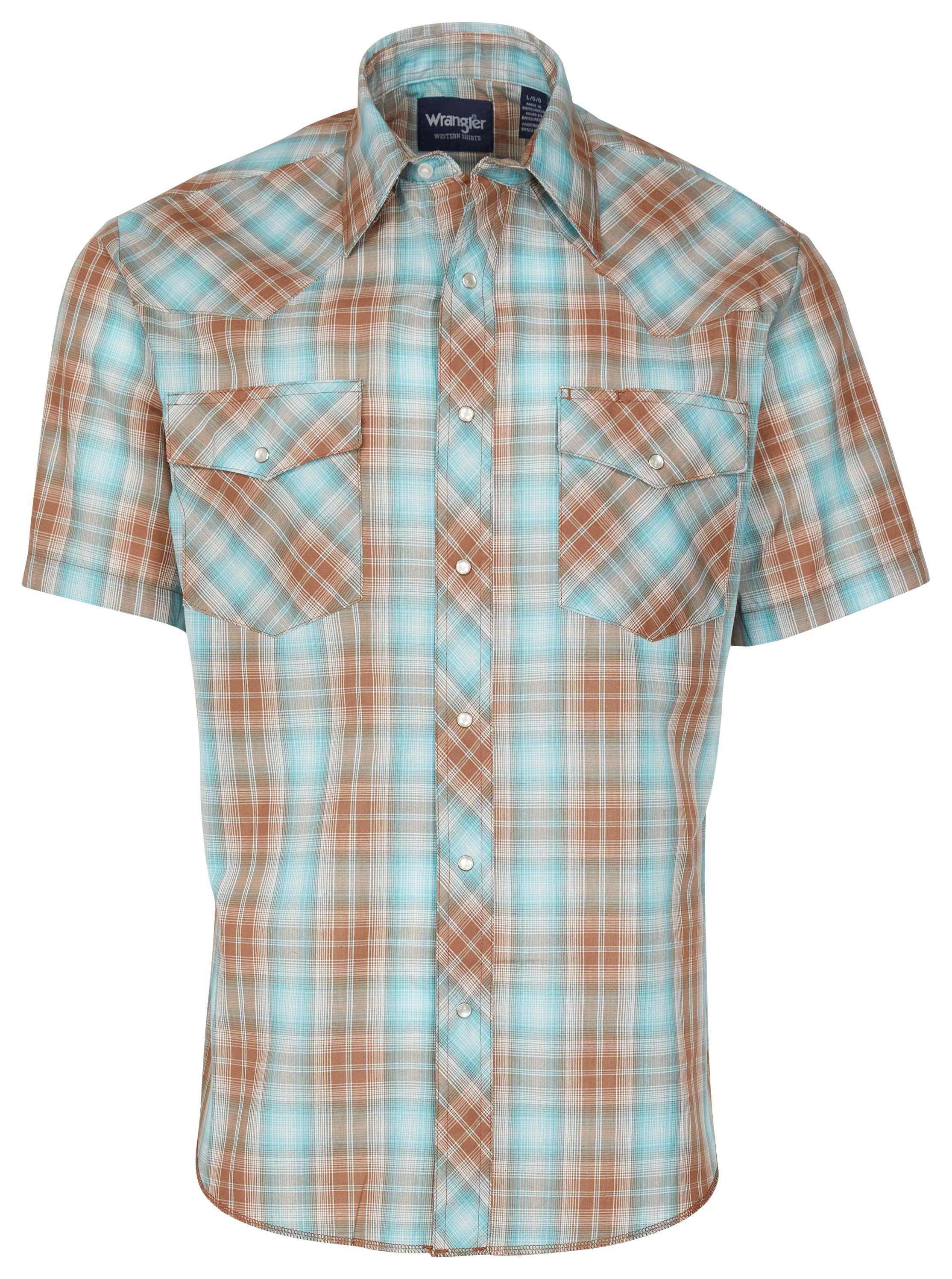 Wrangler Western Plaid Short-Sleeve Snap-Down Shirt for Men