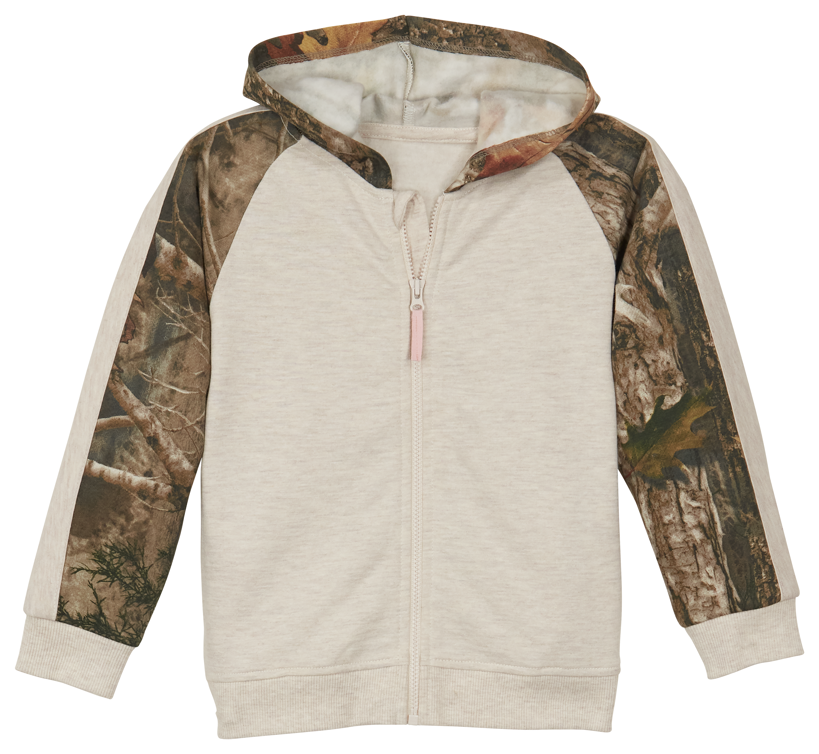 Bass Pro Shops Full-Zip Raglan Long-Sleeve Hoodie for Babies - Oatmeal Heat