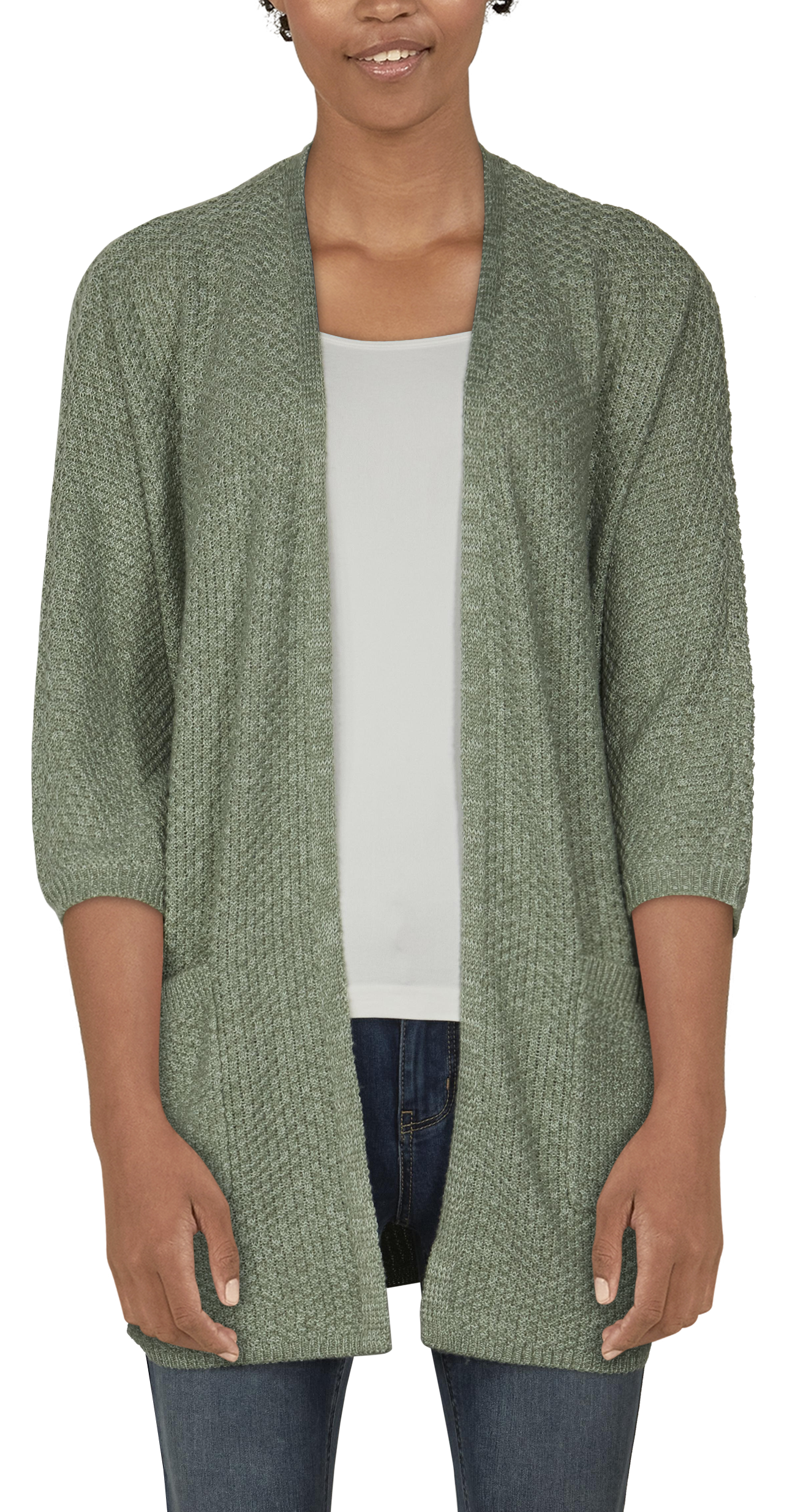 Natural Reflections Weekender Long-Sleeve Cardigan for Ladies - Lily Pad/Si