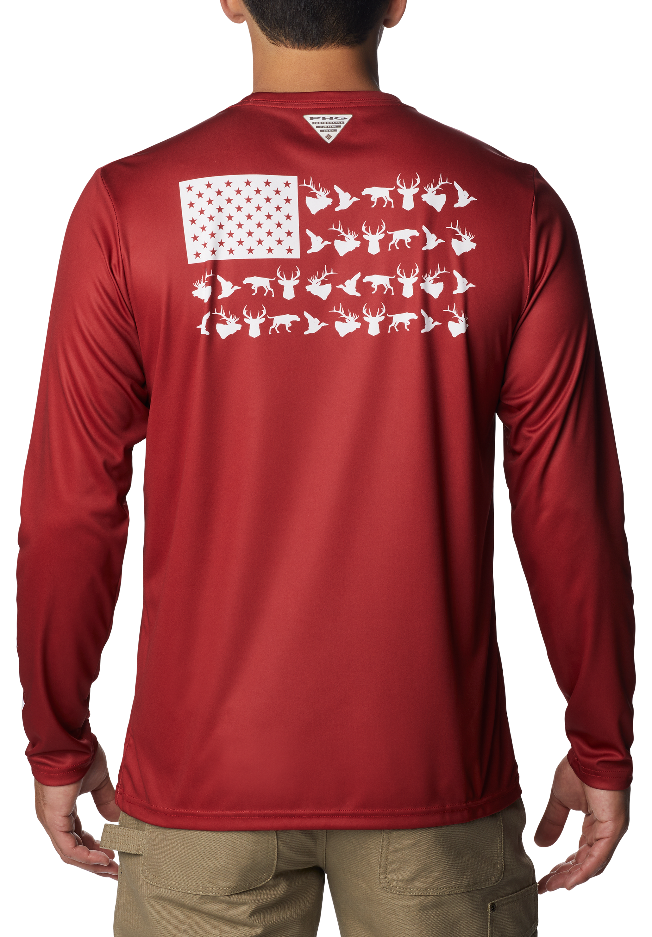 Columbia Men's Georgia Bulldogs PHG Terminal Shot Game Flag Long Sleeve T-Shirt, Red, Size: XL, Polyester