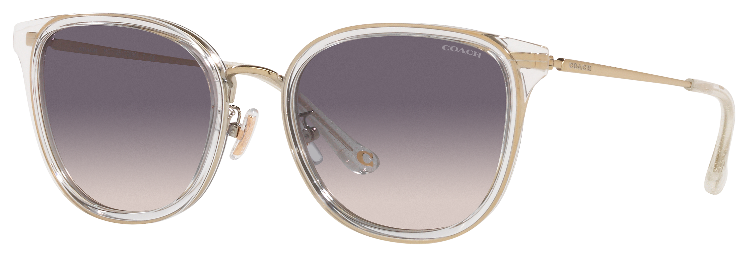 Image of Coach HC7135 Sunglasses for Ladies - Light Gold/Crystal/Purple Pink Gradient - Large