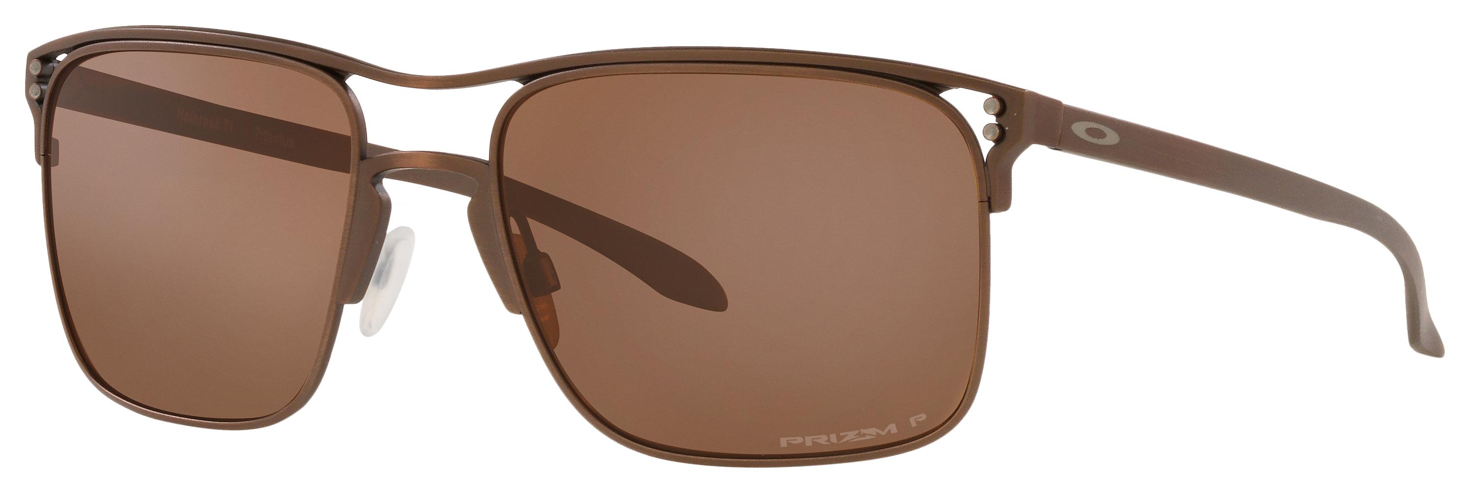 Image of Oakley Holbrook TI OO6048 Prizm Bronze Polarized Sunglasses - Satin Toast/Prizm Tungsten - Large