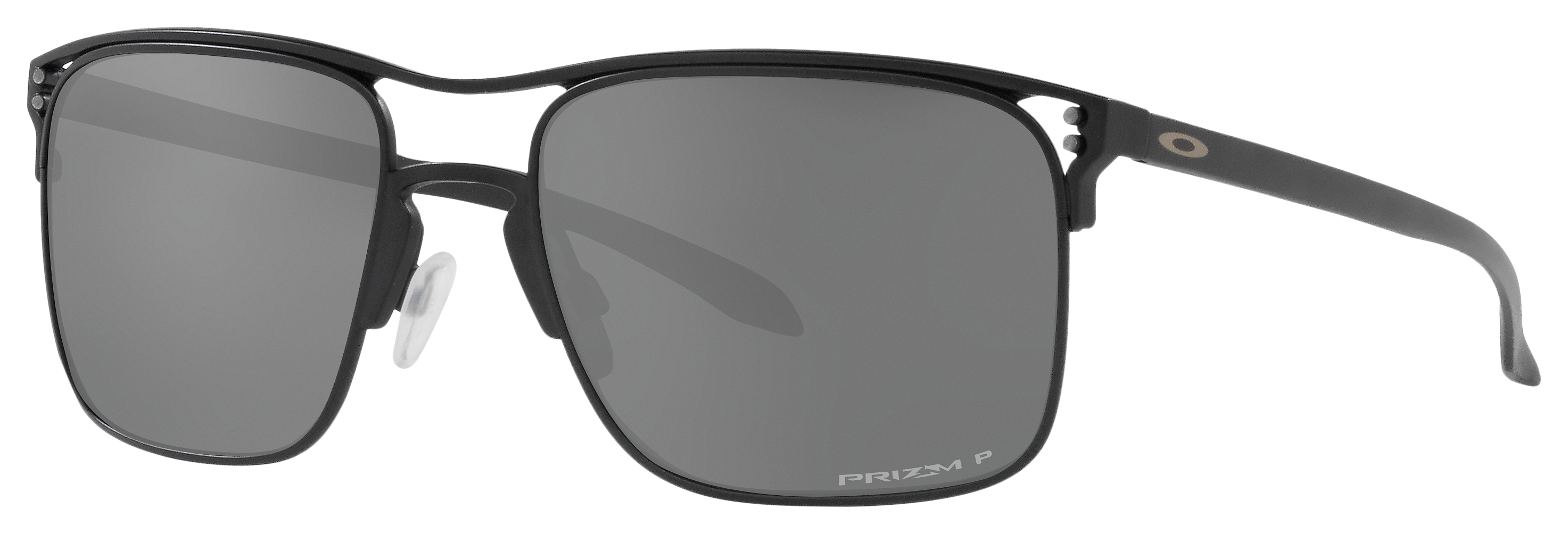 Image of Oakley Holbrook TI OO6048 Prizm Grey Polarized Sunglasses - Satin Black/Prizm Black - Large