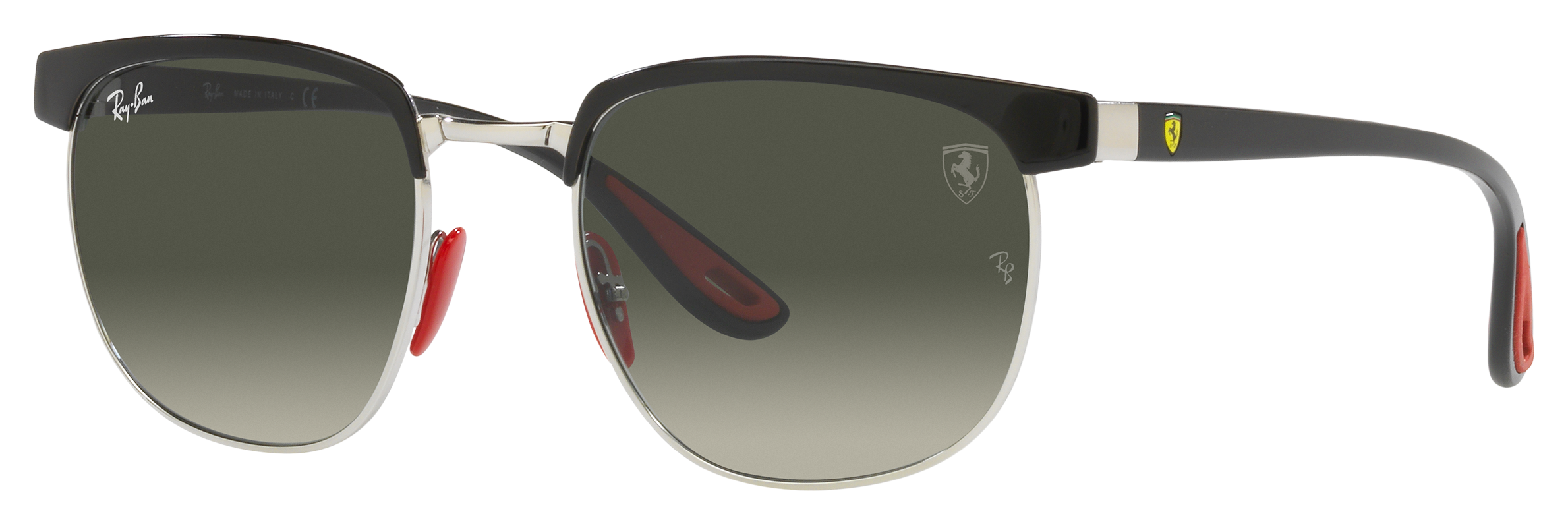 Image of Ray-Ban RB3698M Scuderia Ferrari Collection Gradient Glass Sunglasses - Polished Black on Silver/Gray Gradient - Large