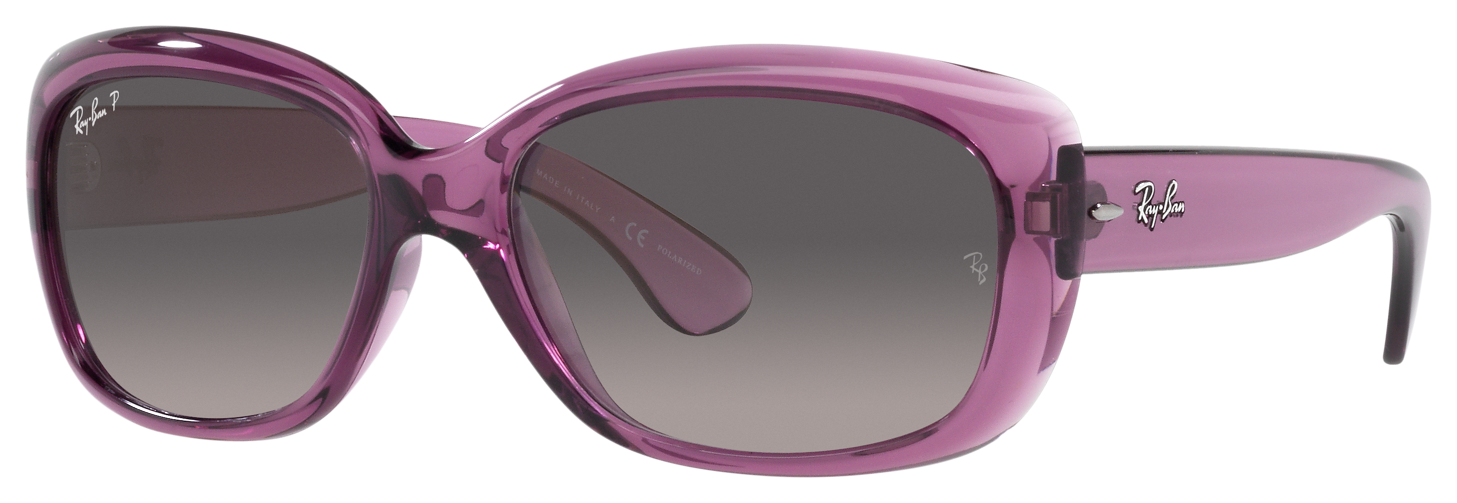 RAY-BAN Jackie Ohh Transparent RB4101 Gradient Glass Polarized Sunglasses for Ladies -Transparent Violet/Gray Gradient