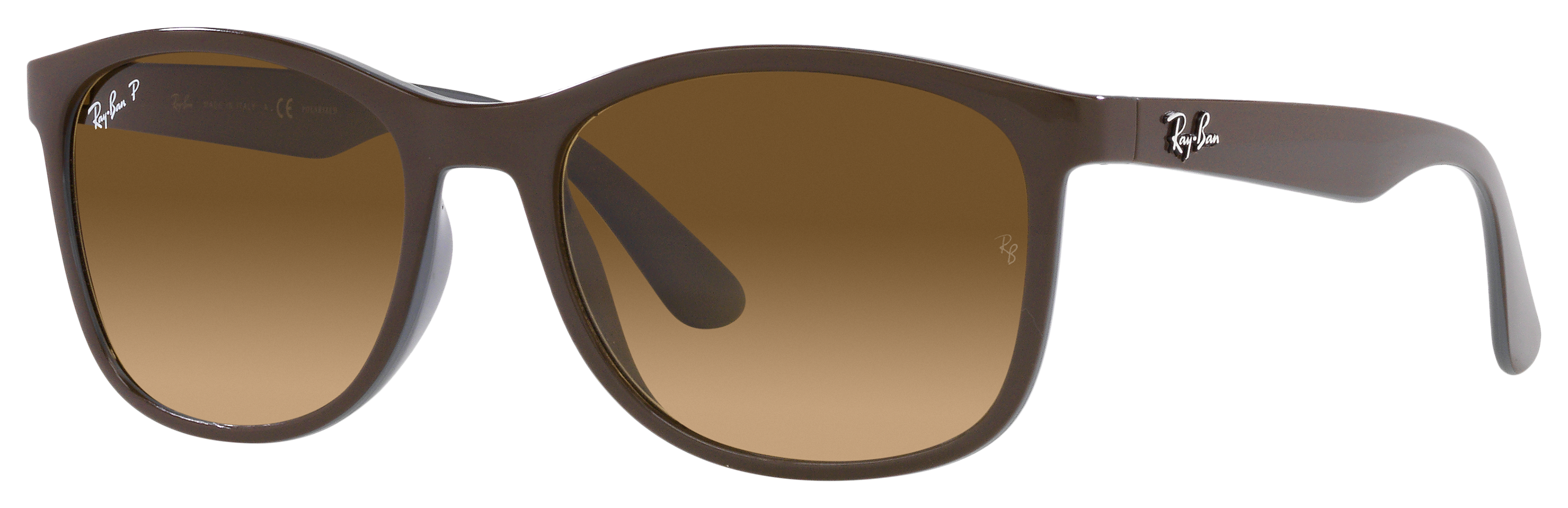 Image of Ray-Ban RB4373 Gradient Glass Polarized Sunglasses - Polished Brown on Gray/Brown Gradient - X-Large